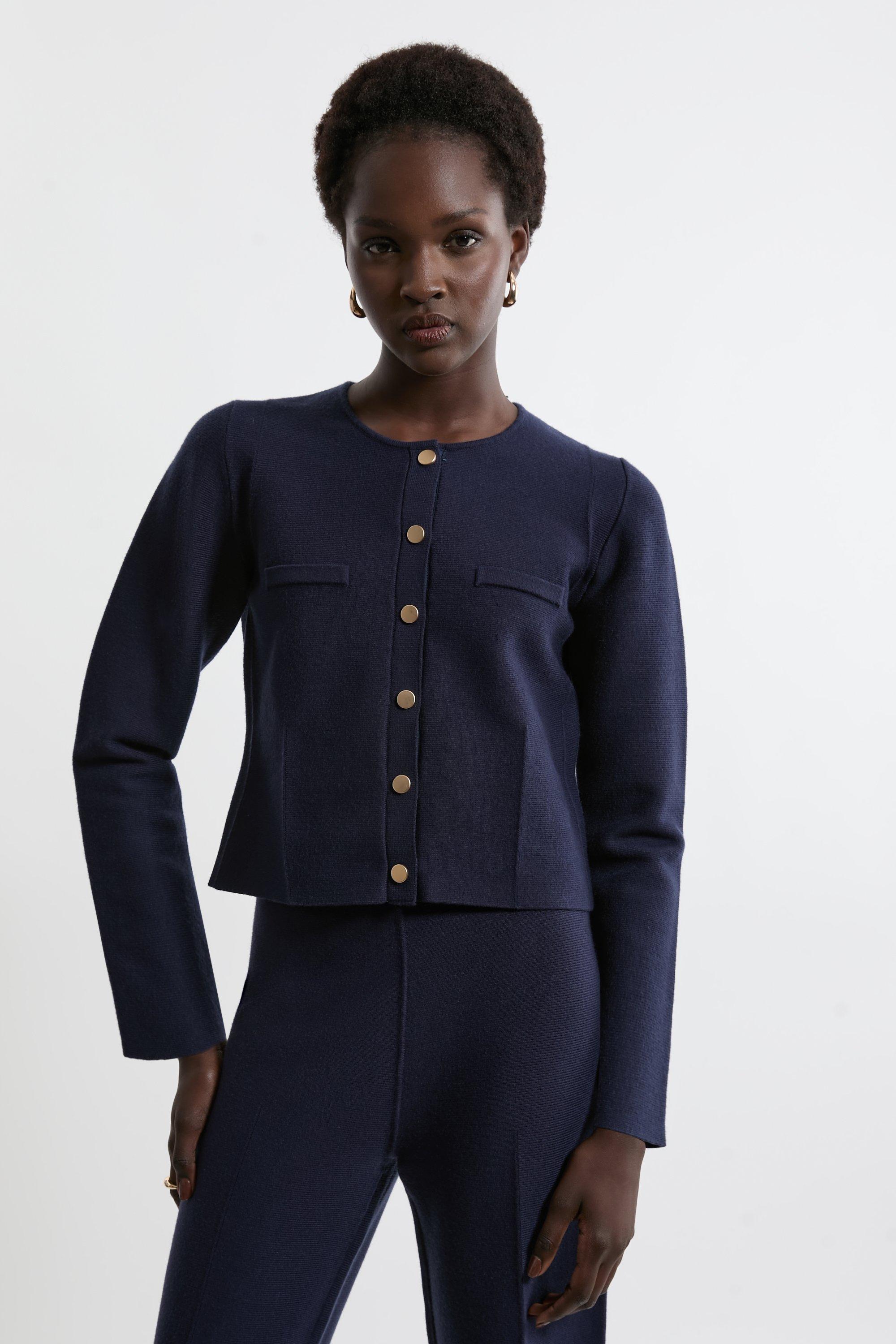 【Karen Millen】アシンメトリー ペプラム ジャケット Figure Form Bandage Embellished Cropped Jacket | Karen Millen