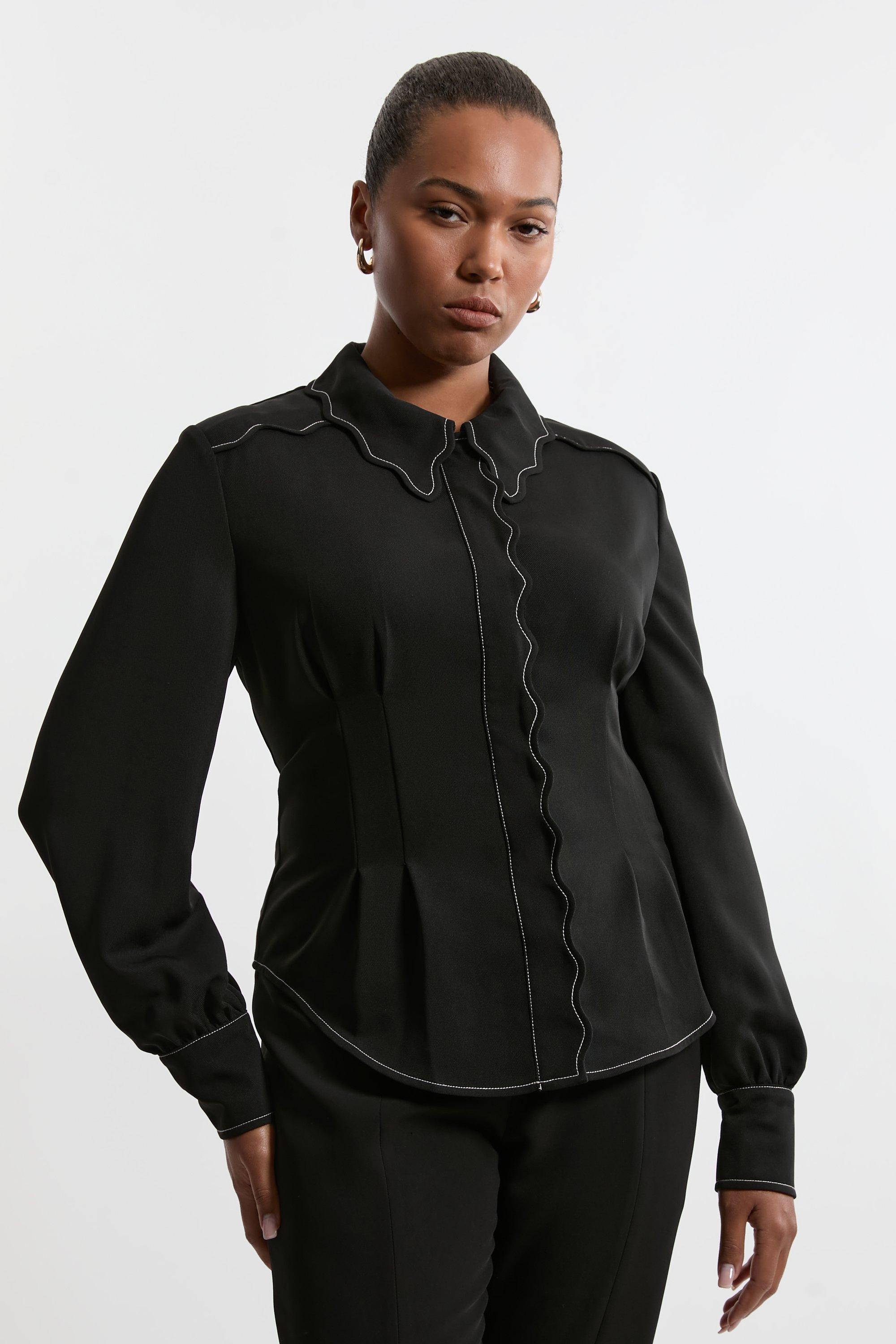 Frill Detail Button Up Shirt | Karen Millen
