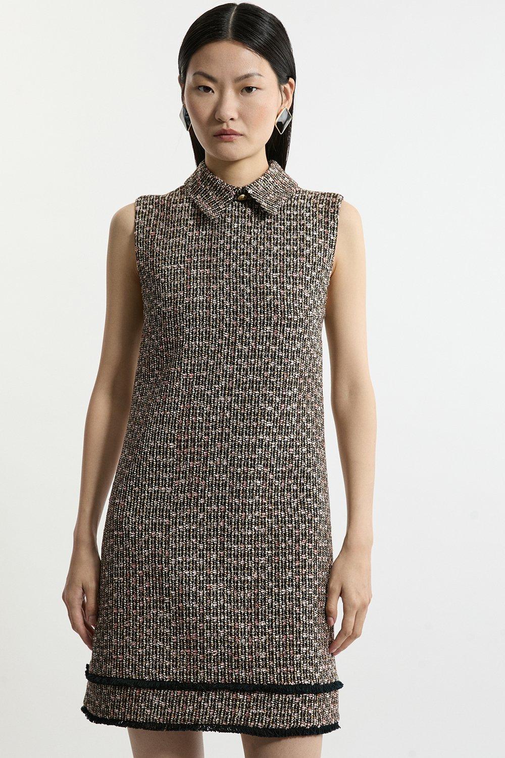 Silver Metallic Jacquard Twill Strappy Woven Mini Dress