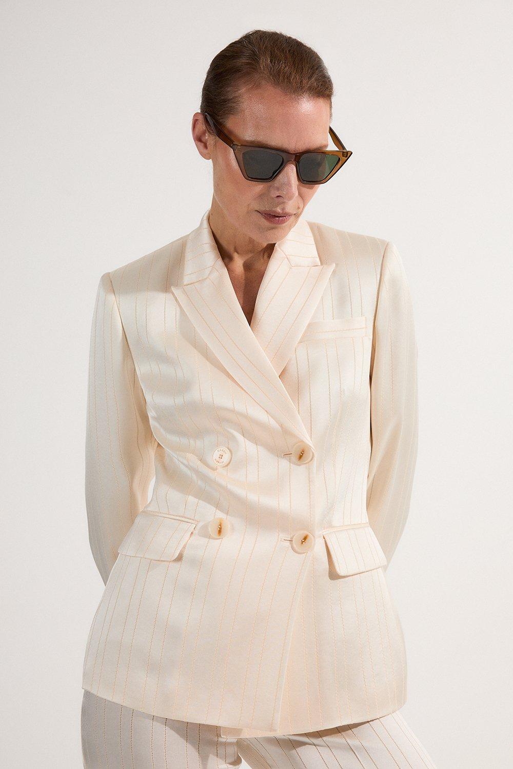 KAREN MILLEN* ストレッチ テーラード ダーテッドブレザー Petite Tencel Wrap Back Detail Relaxed Tailored Blazer