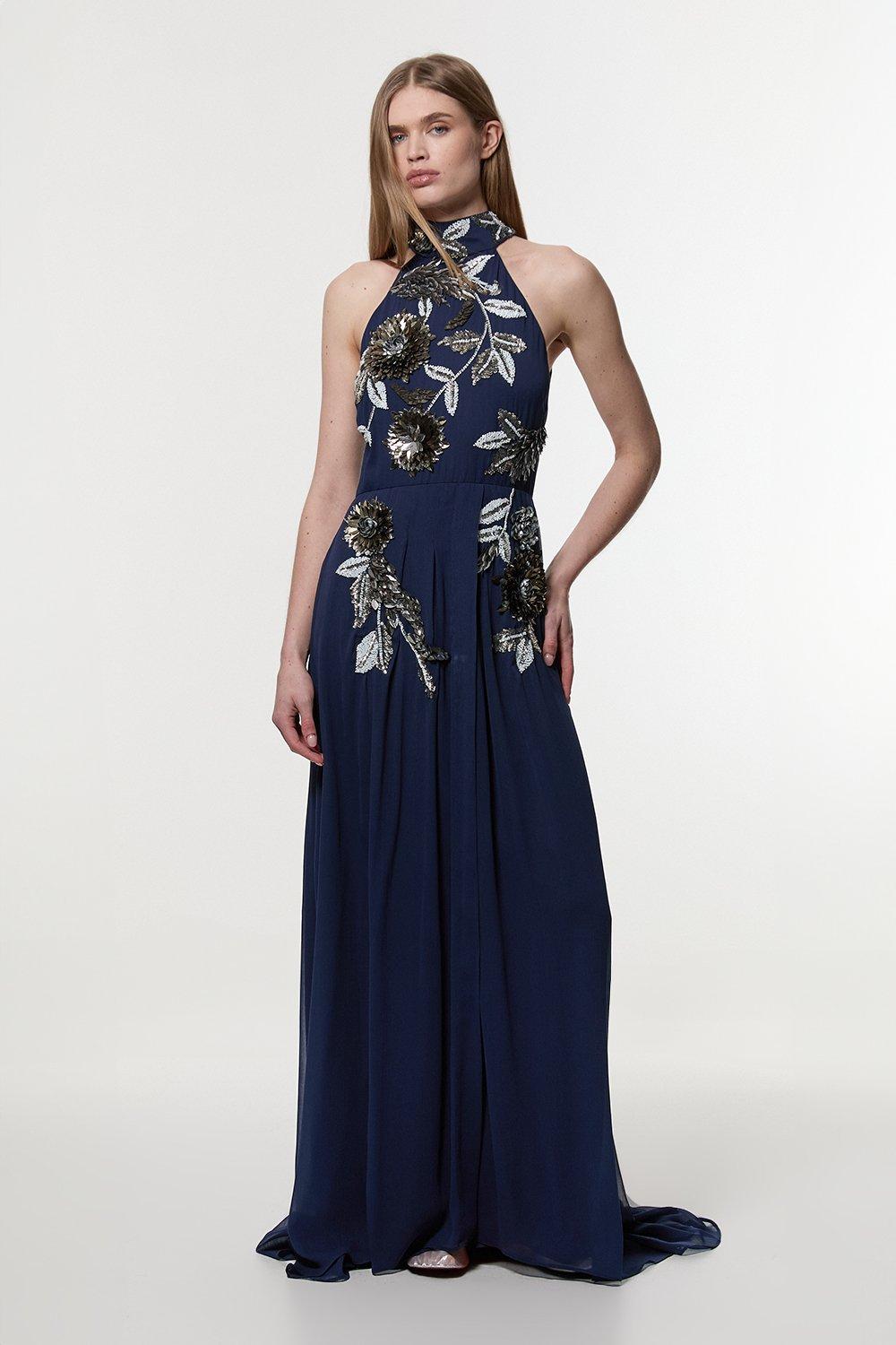 【Karen Millen】リネン フローラルプリントマキシプロム ドレス bkk20684_navy_xl?$