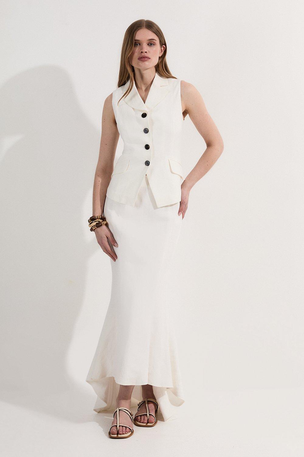 Wool Mix Boucle Check Tailored Maxi Skirt | Karen Millen Wool Mix Boucle Check Tailored Maxi Skirt | Karen Millen
