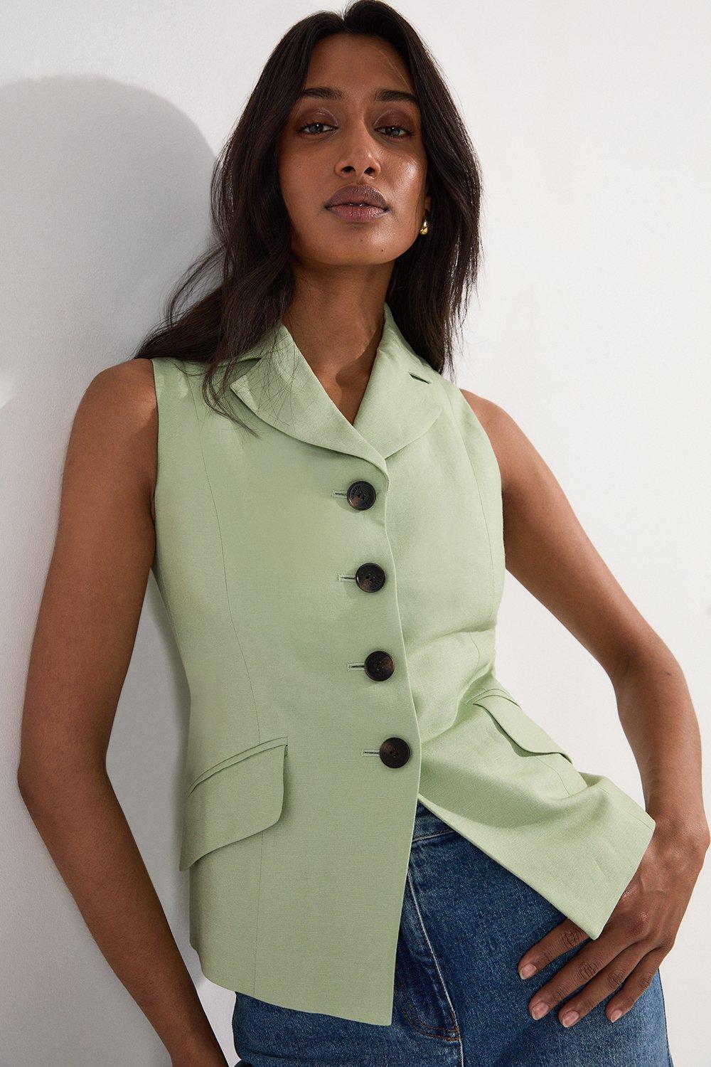 Compact Stretch Safari Sleeveless Jacket | Karen Millen