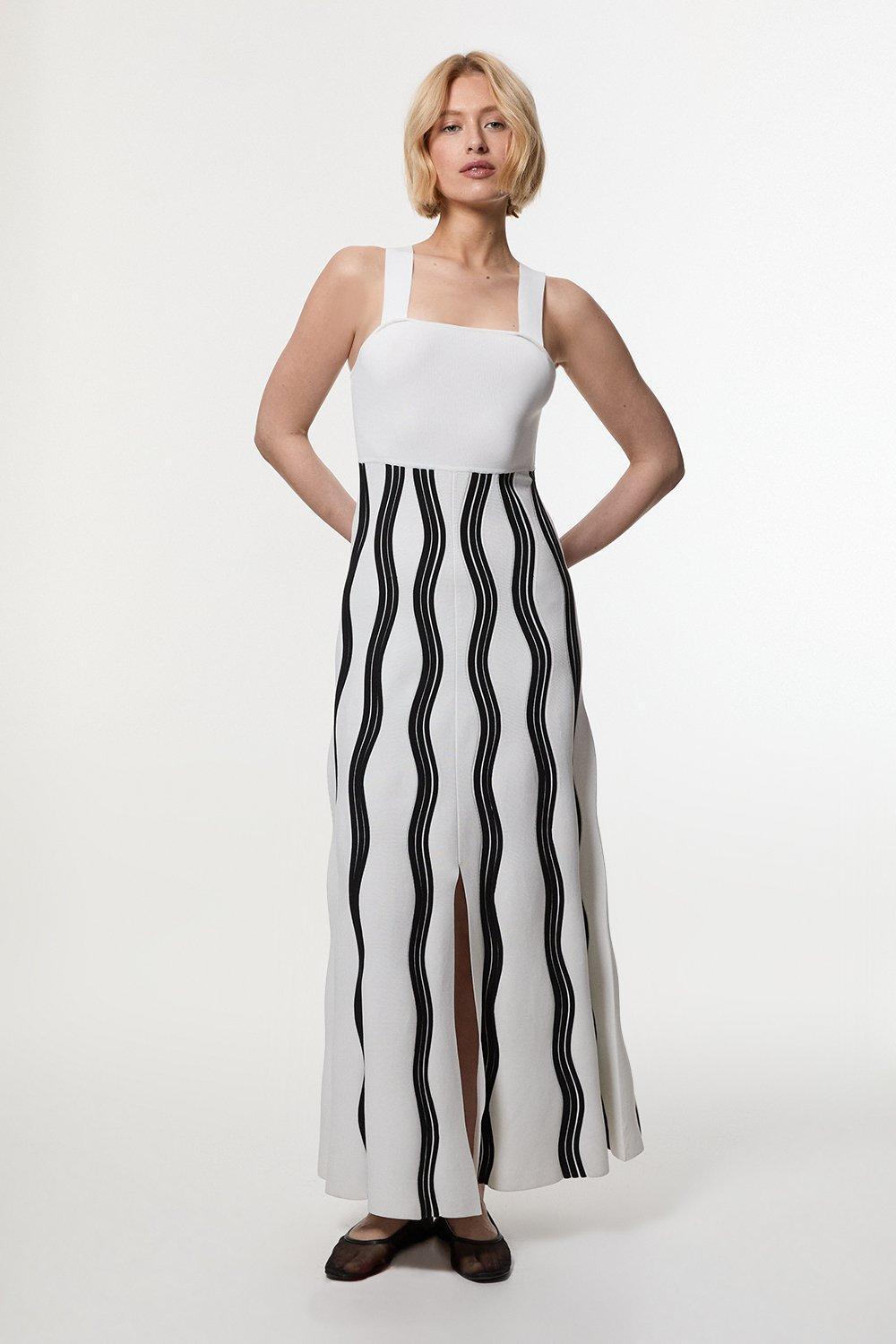 KAREN MILLEN ミディドレス ワンピース ストレッチ 白 ドレープ Karen Millen】コンパクトストレッチハイネックミディドレス