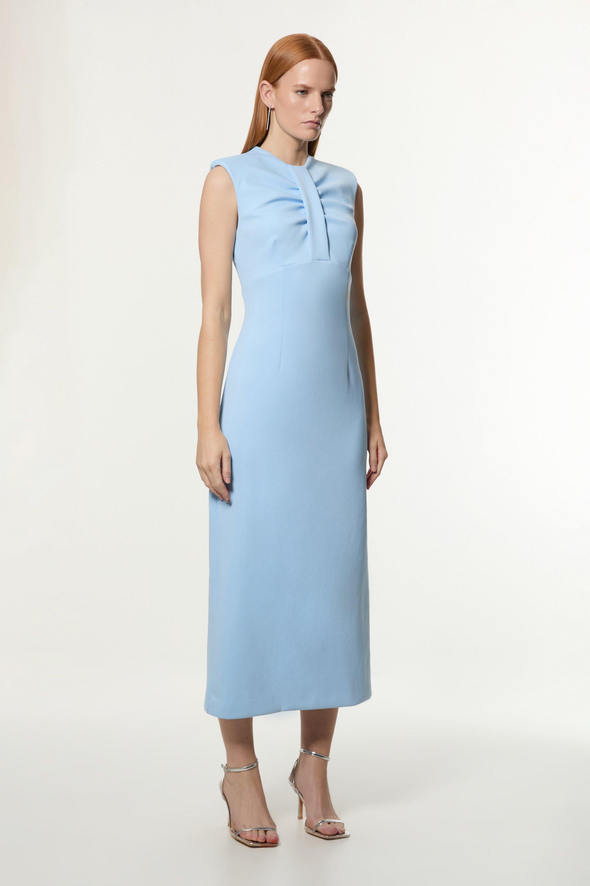 Figure Form Zip Front Woven Midi Dress | Karen Millen