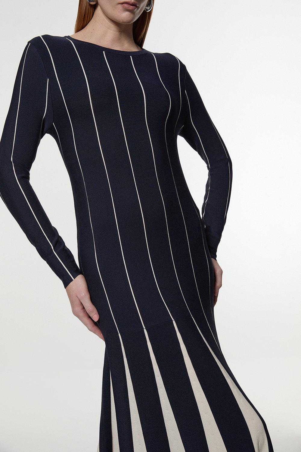 Rib Knitted 2 In 1 Dress With Georgette Pleated Slip | Karen