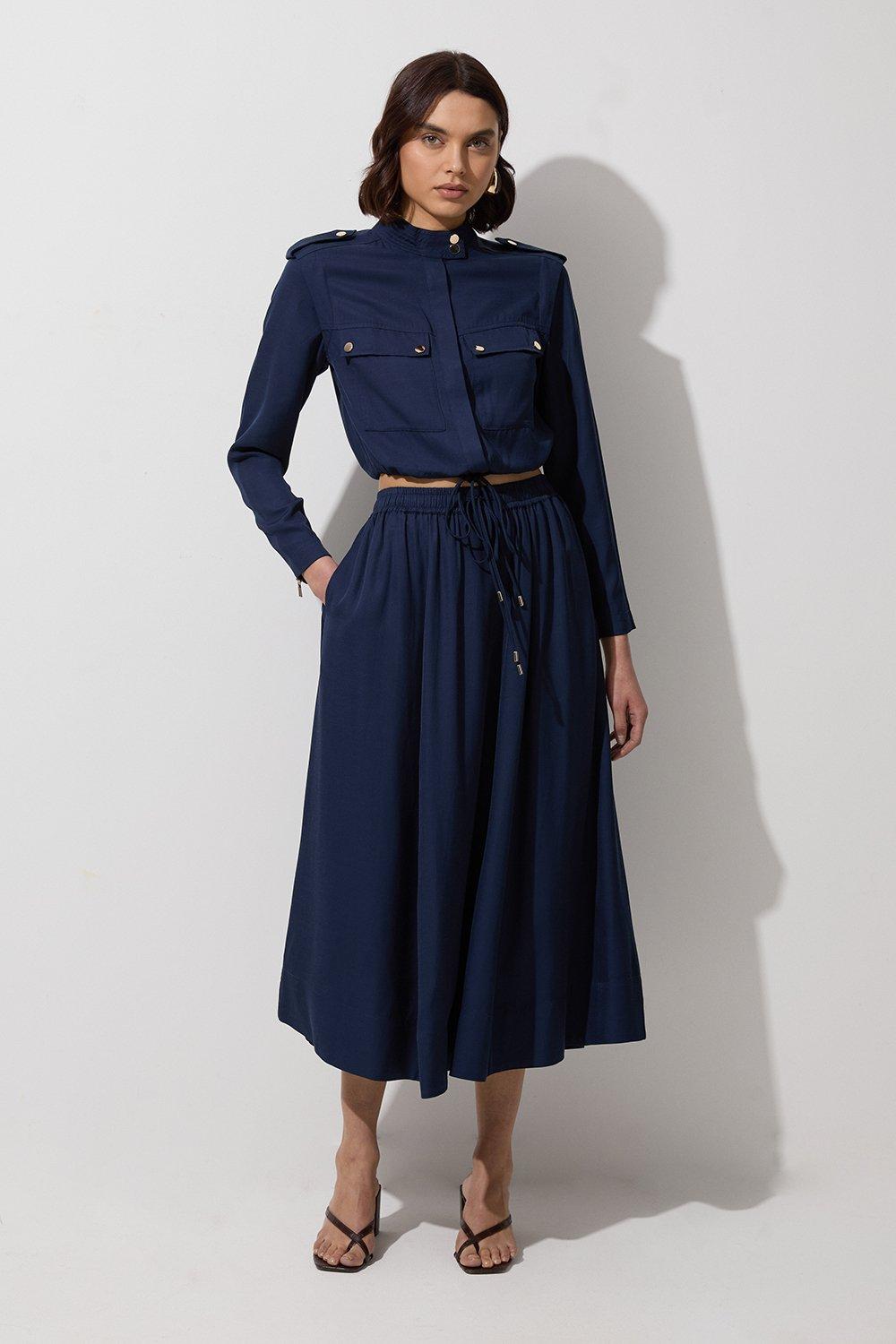 Karen Millenツイル織りのプロムマキシスカート Floral Pleat Detail Woven Maxi Dress | Karen Millen