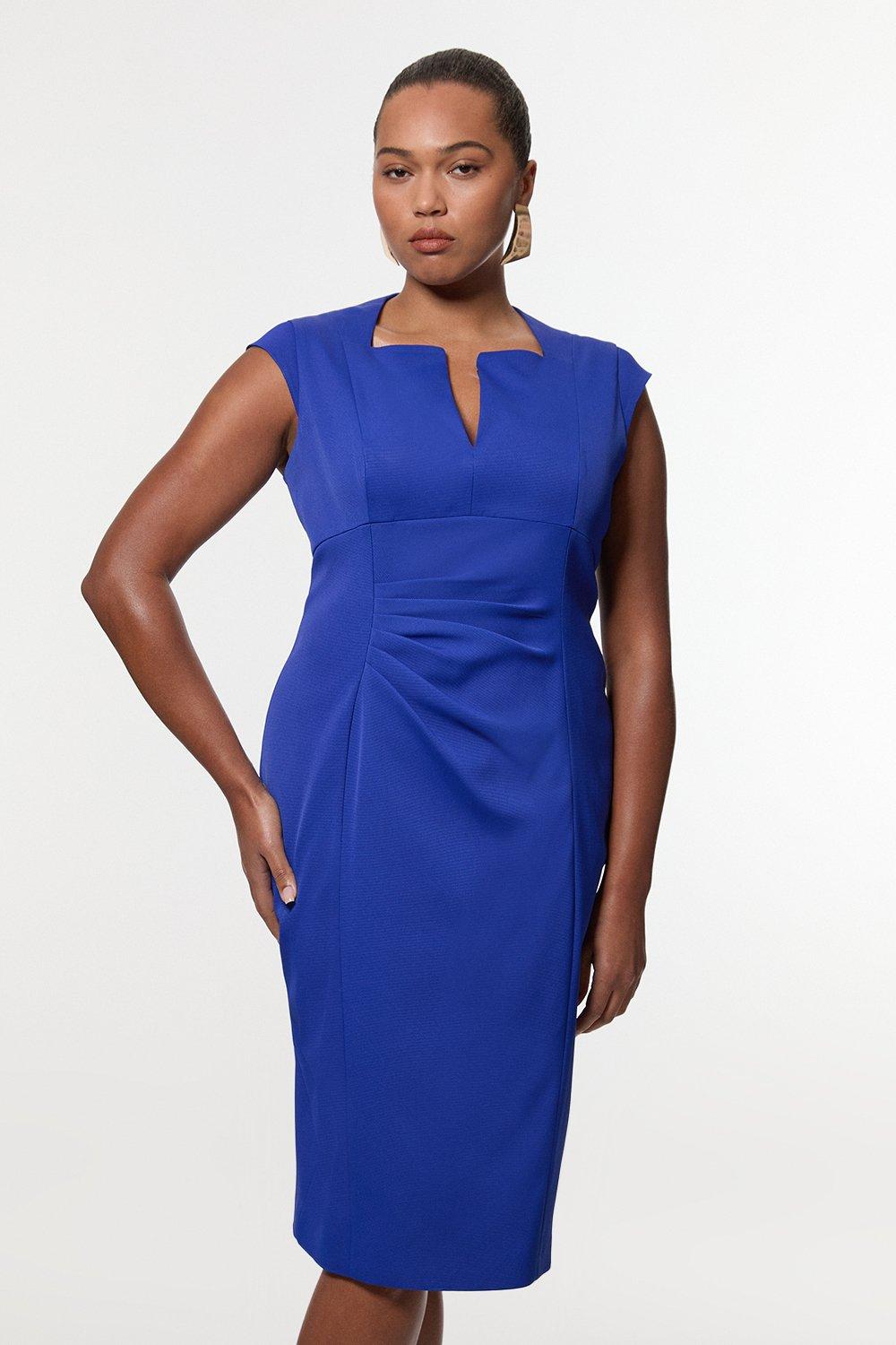 Plus Size Figure Form Stretch Woven Cut Out Midi | Karen Millen