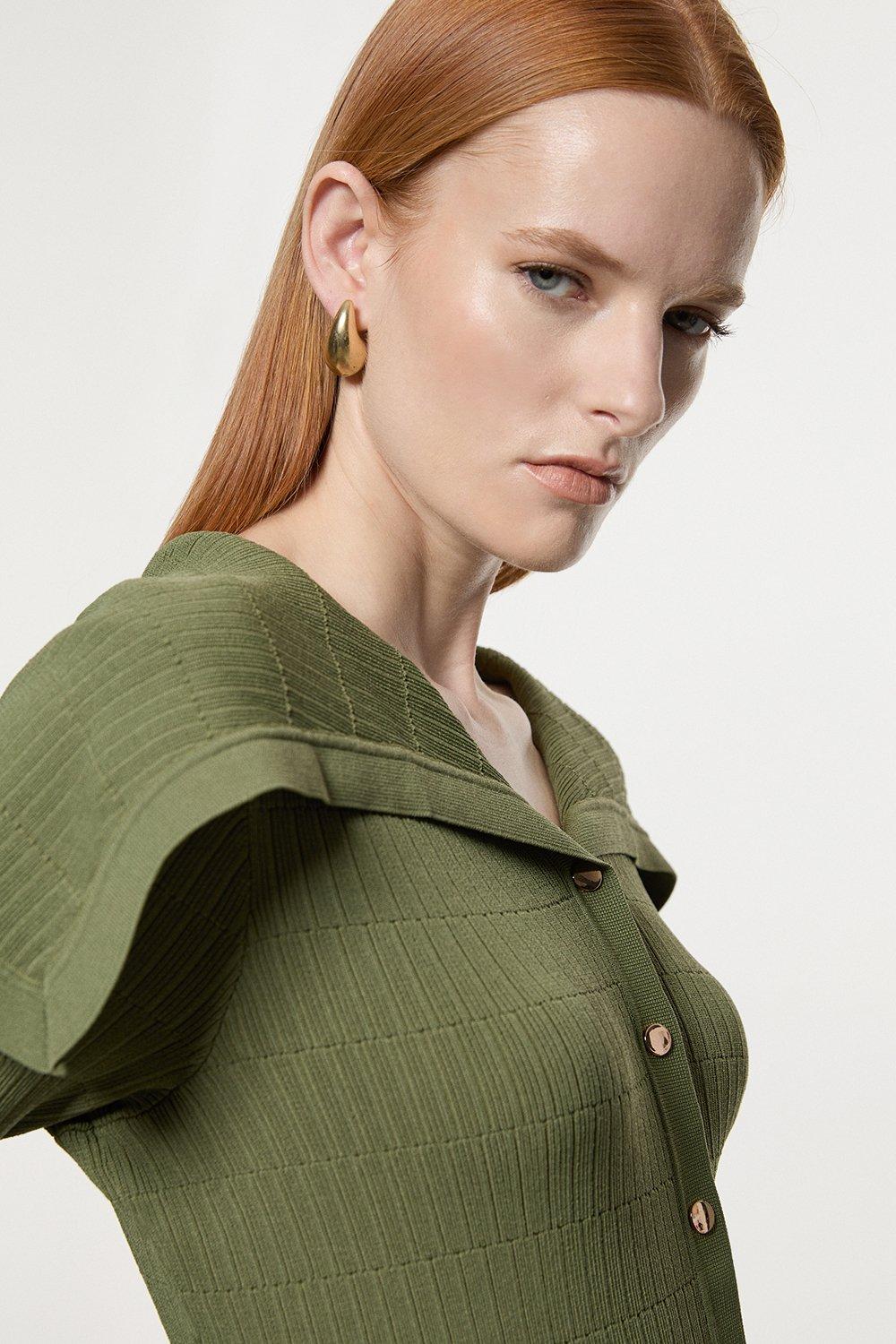Feather Trim Knit Cardigan | Karen Millen