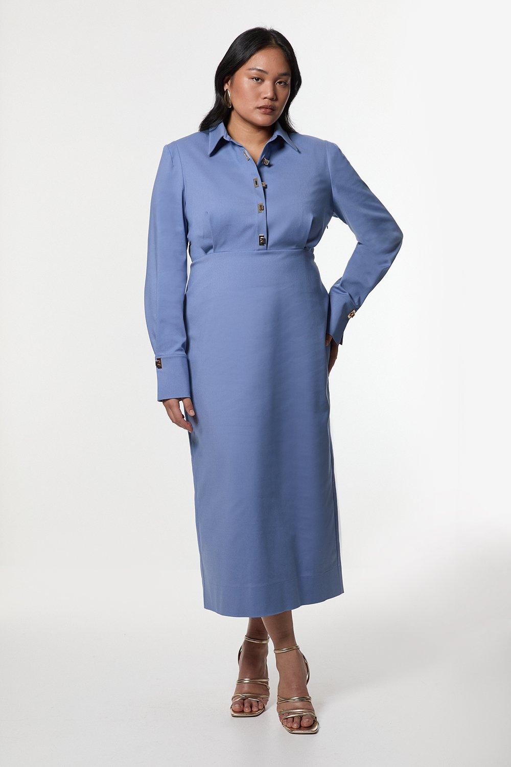【KAREN MILLEN】リネン ホルターネック シャツドレス（送料込) Cotton Collared Halter Neck Woven Midi Shirt Dress With