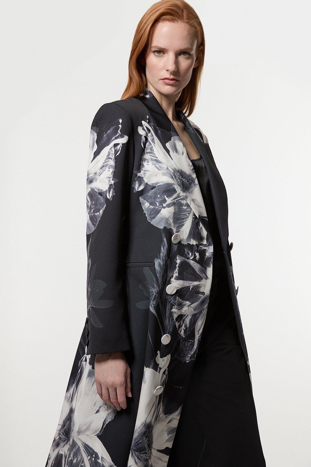 Houndstooth PU Collar Coat | Karen Millen Houndstooth PU Collar Coat | Karen Millen