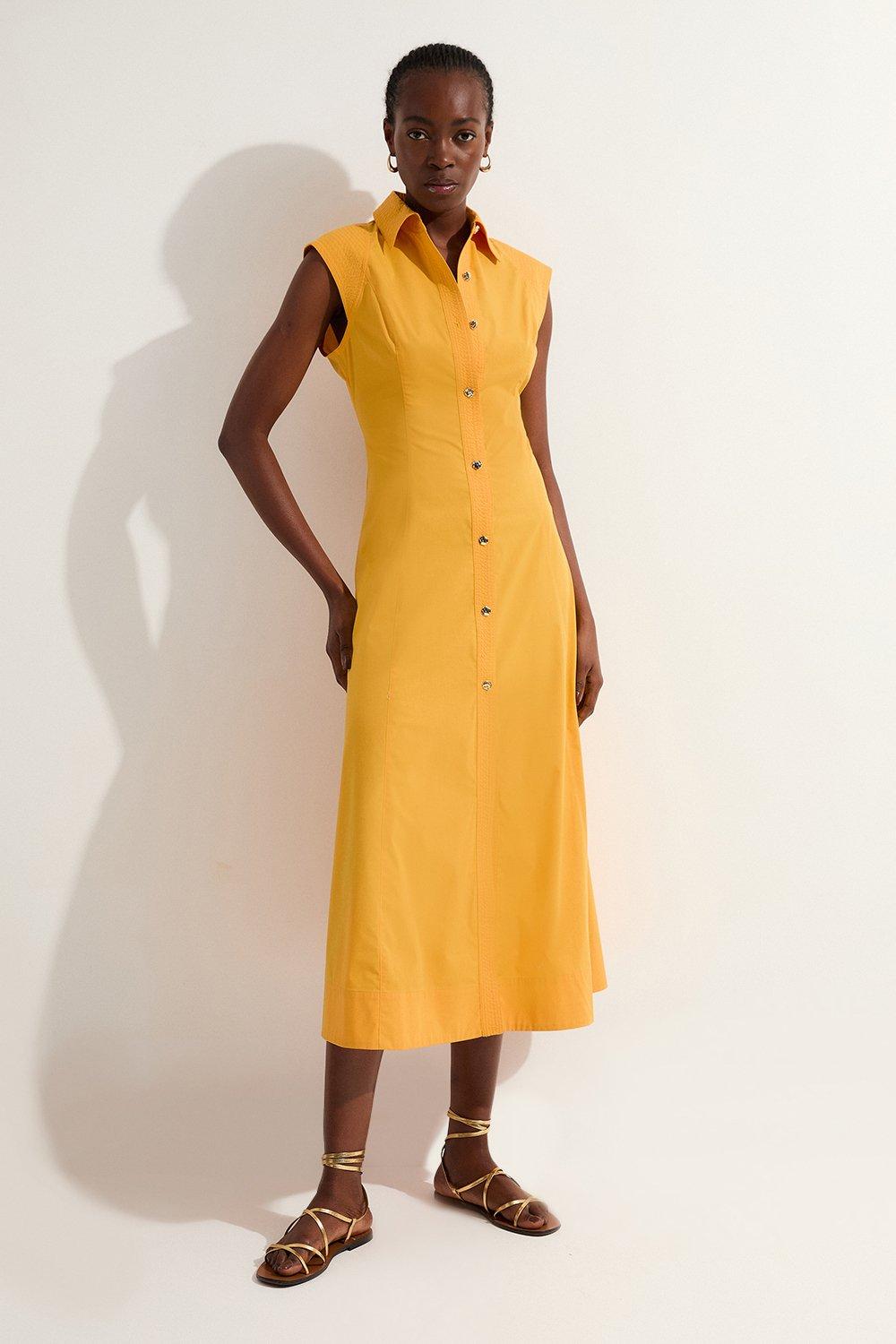 Cotton Balloon Sleeve Midi Dress | Karen Millen Cotton Balloon Sleeve Midi Dress | Karen Millen