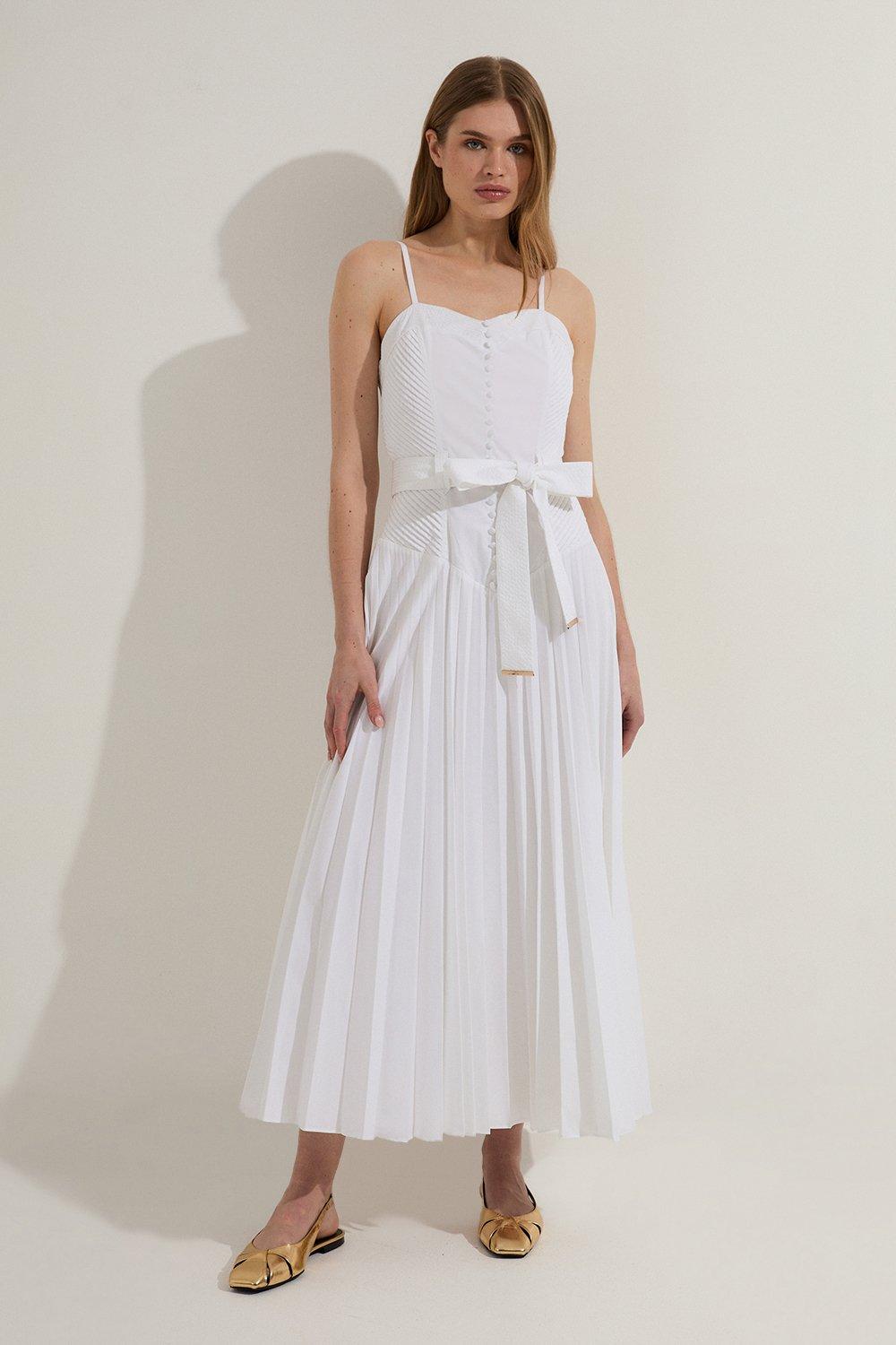Satin And Lace Ruffle Woven Midi Dress | Karen Millen