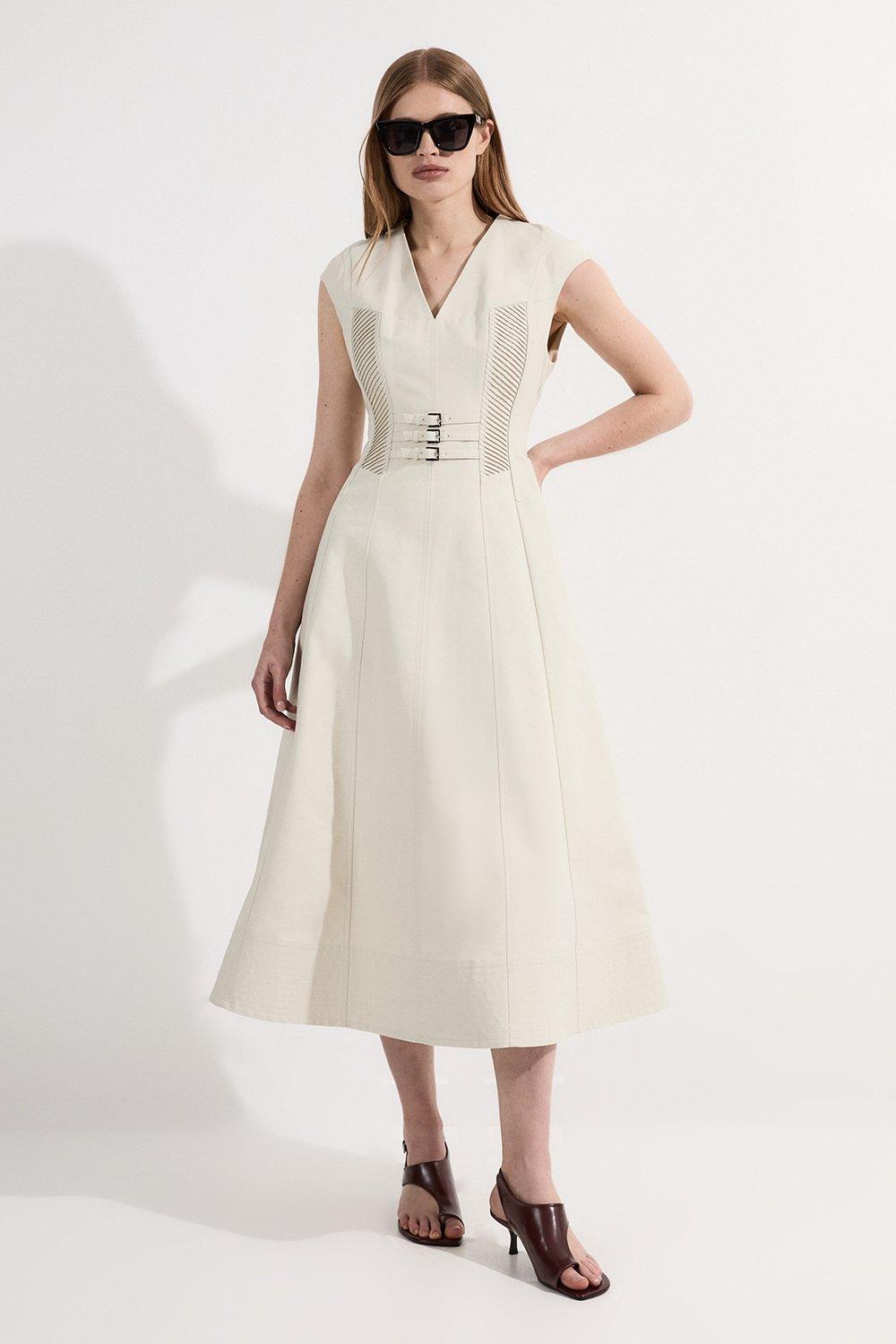 安心追跡【KAREN MILLEN】ウエスタン シャツスタイル ドレス 国内発・関税込!! KAREN MILLEN*ウエスタンスタイルシャツドレス
