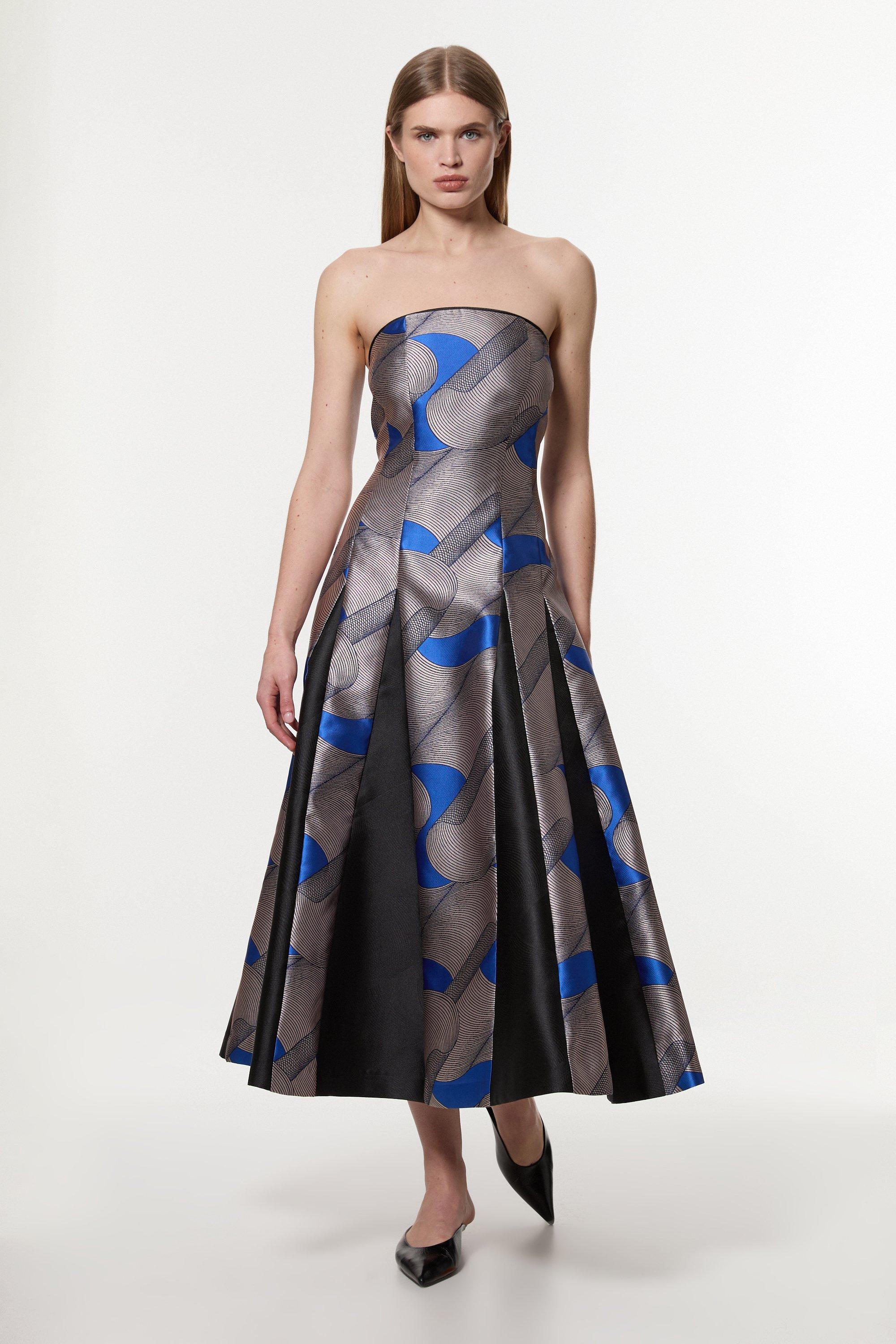 【Karen Millen】カラー ブロック テーラード ペンシルドレス Petite Soft Tailored Color Block Dress | Karen Millen