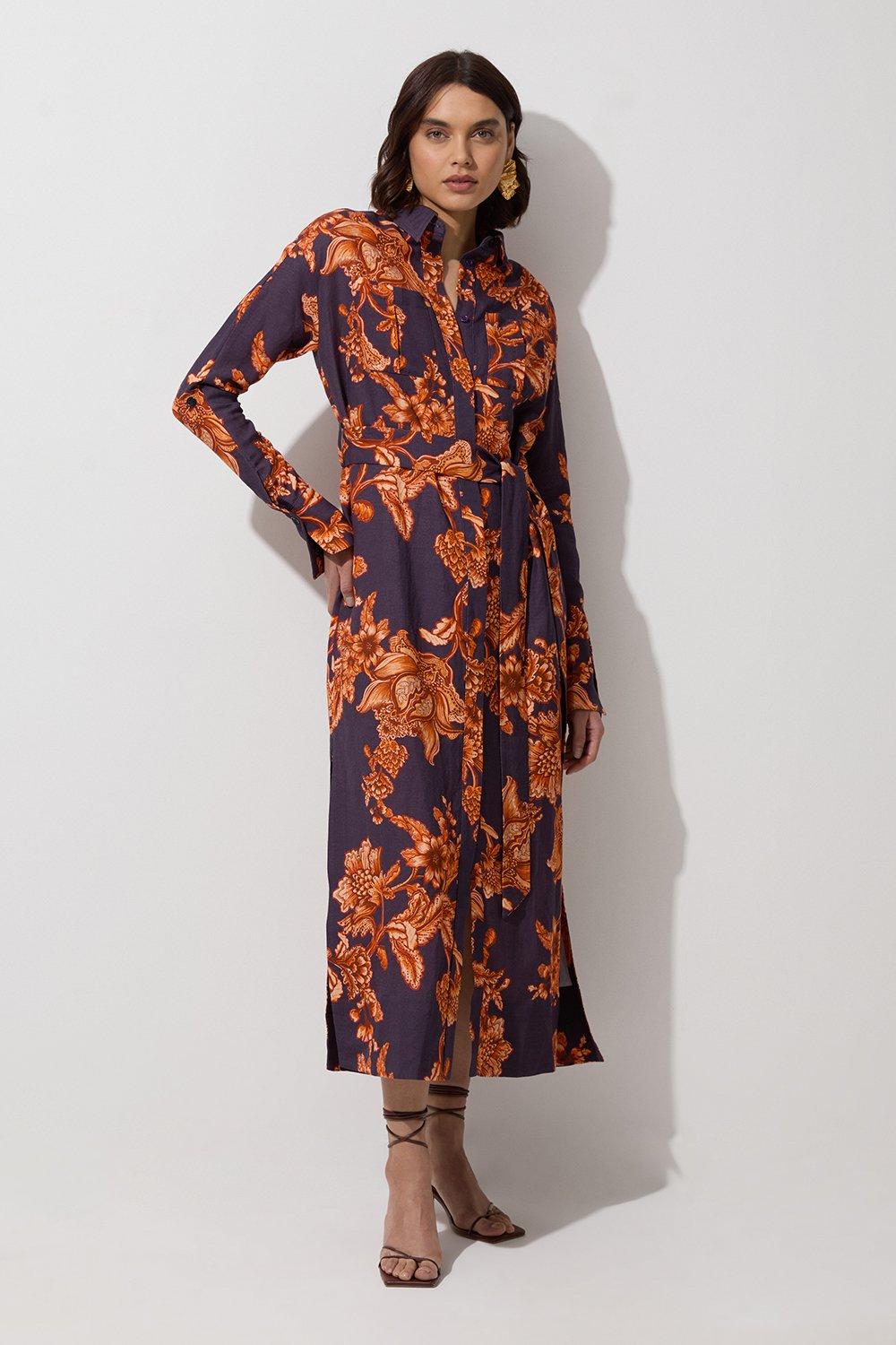 Botanical Embroidery Organdie Angel Sleeve Midi Dress
