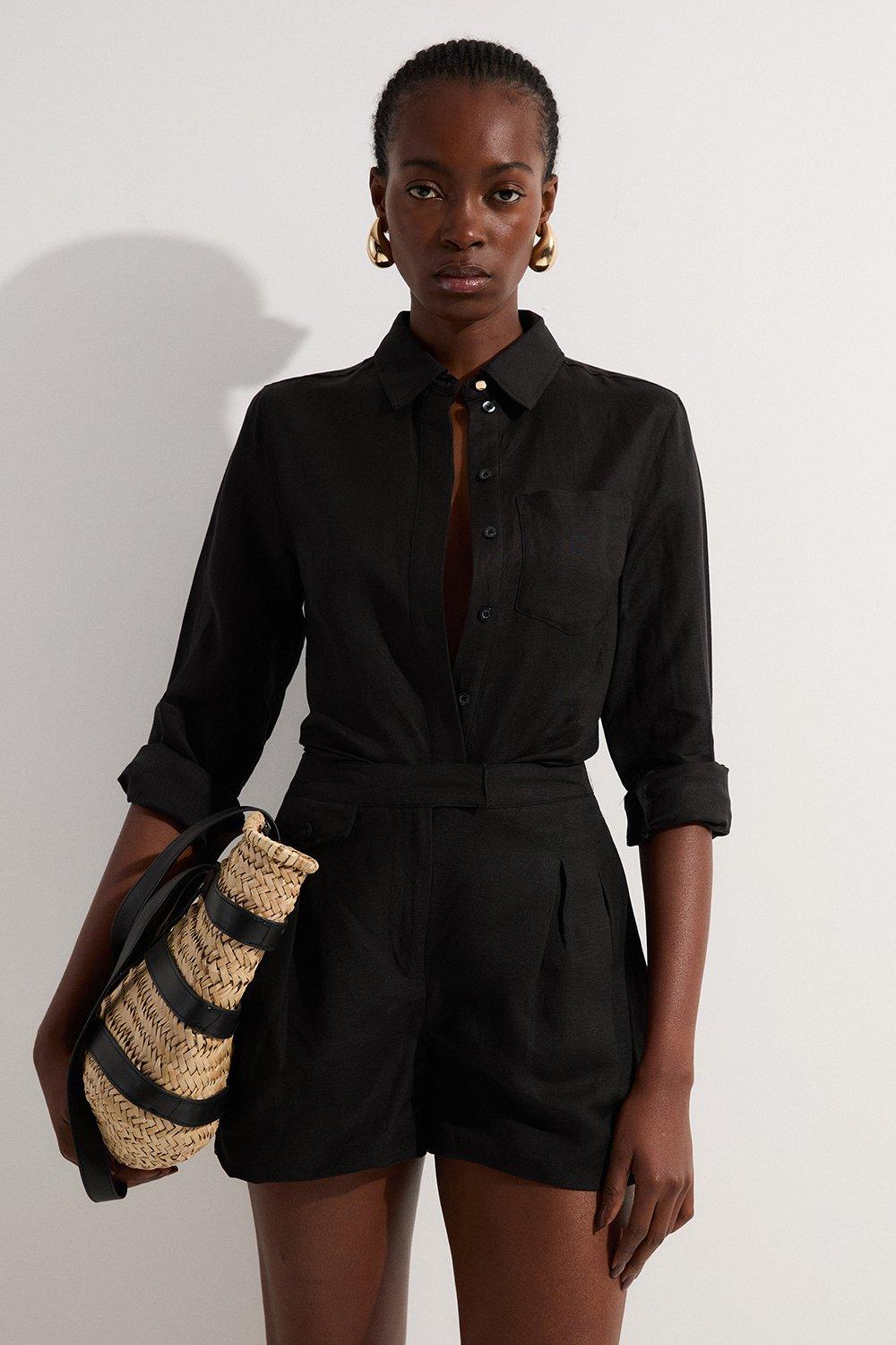 Clean Leather Pocket Detail Shorts | Karen Millen