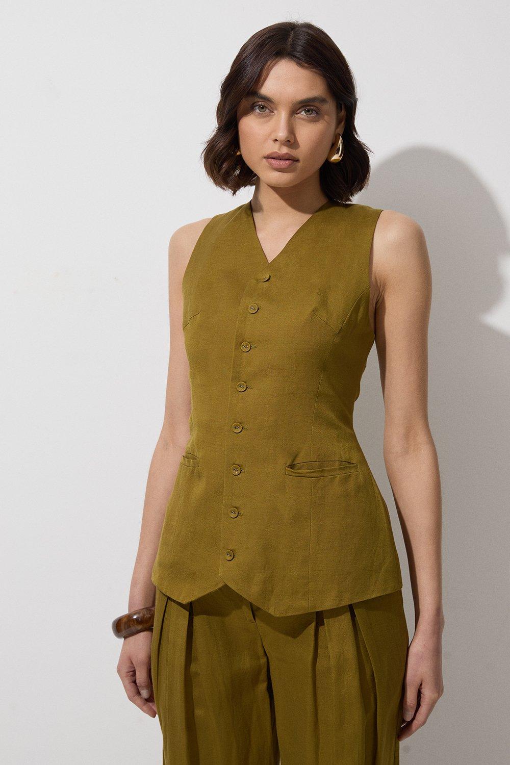 Compact Stretch Safari Sleeveless Jacket | Karen Millen