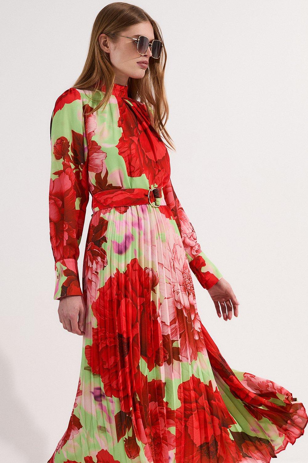 Plus Size Lydia Millen Crinkle Chiffon Floral Midi Dress