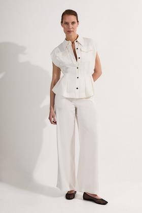 Summer White Button Front Midi Shirt Dress 3607