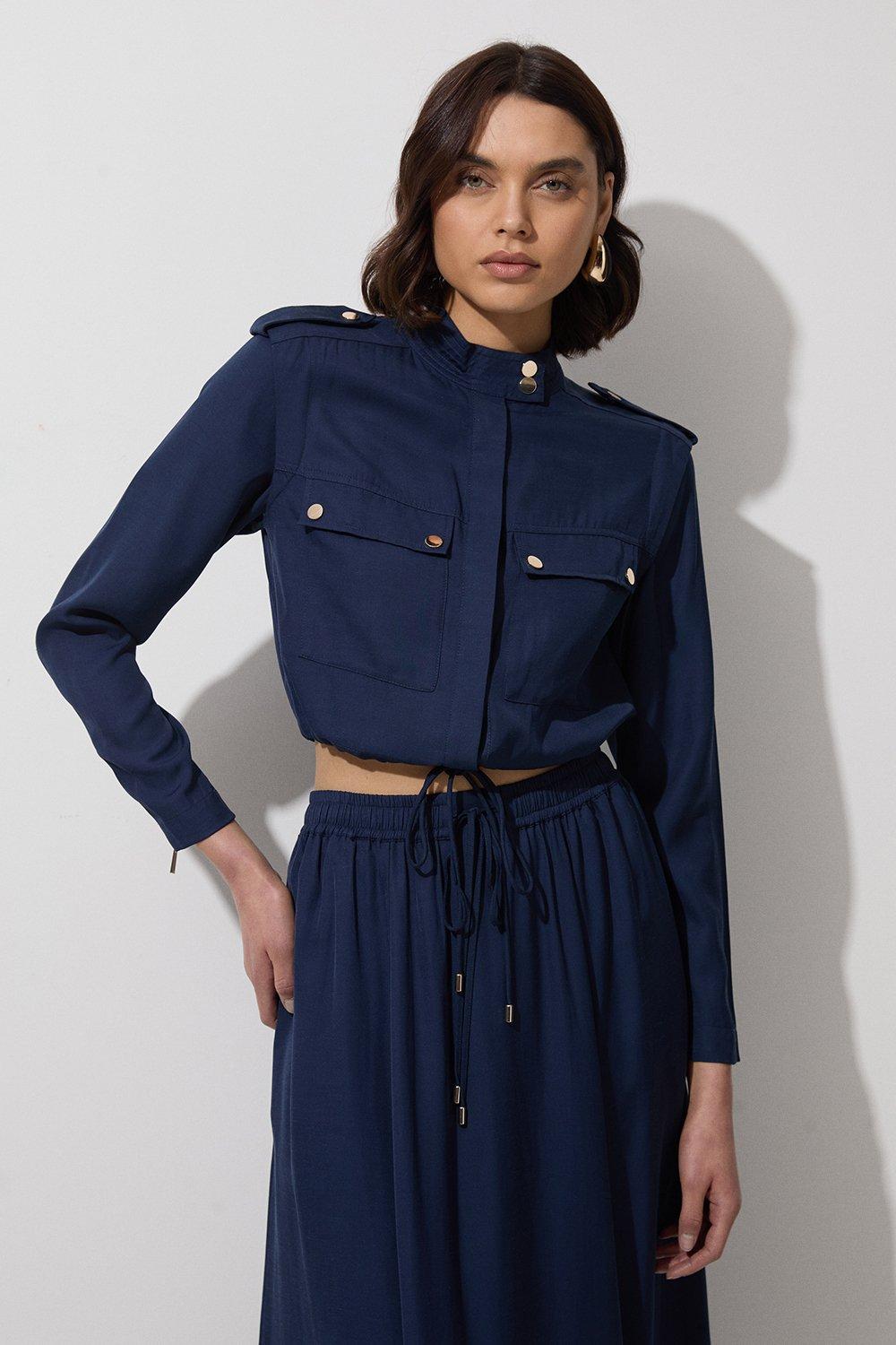 Metallic Denim Woven Bomber Jacket | Karen Millen Metallic Denim Woven Bomber Jacket | Karen Millen