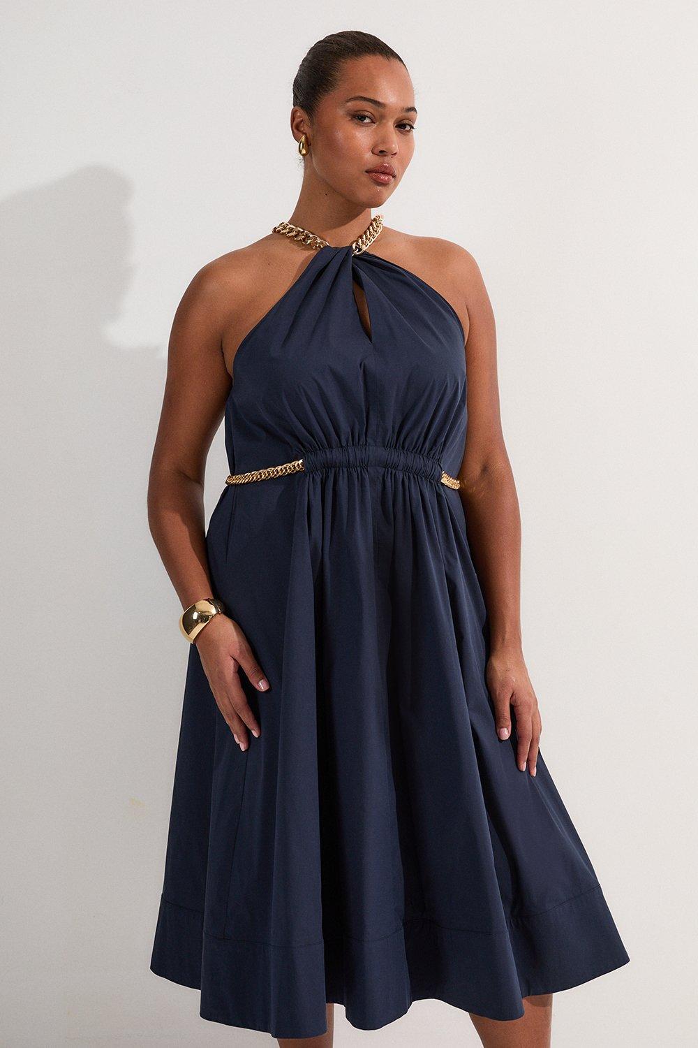 Figure Form Bandage Lace Detail Knit Maxi Dress | Karen Millen