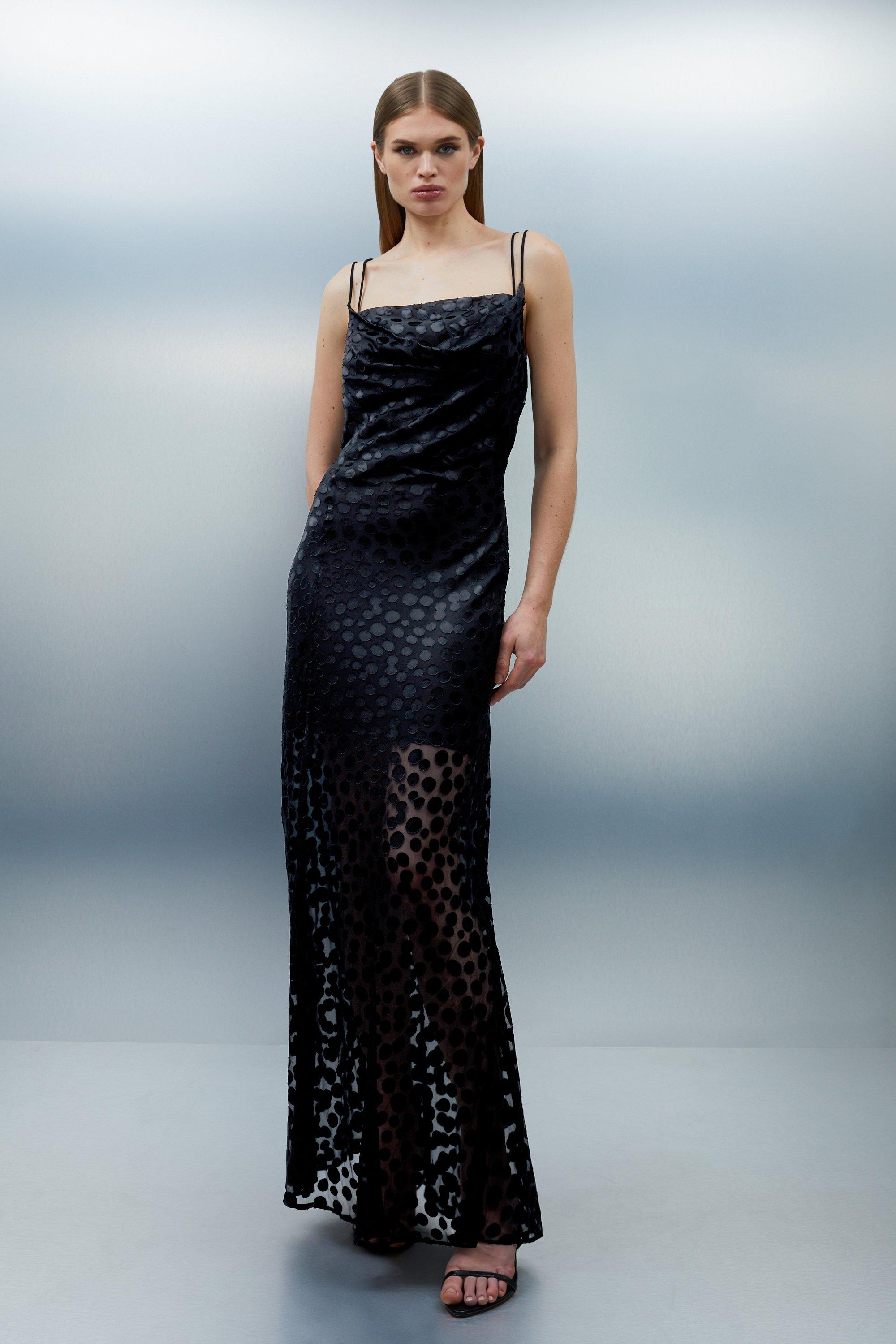 Petite Premium Bonded Crepe Drape Detail Maxi Dress | Karen