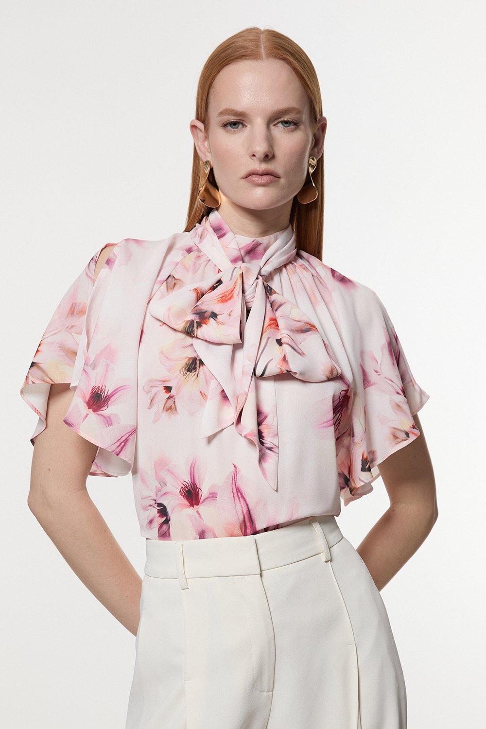 Floral Printed Woven Top | Karen Millen