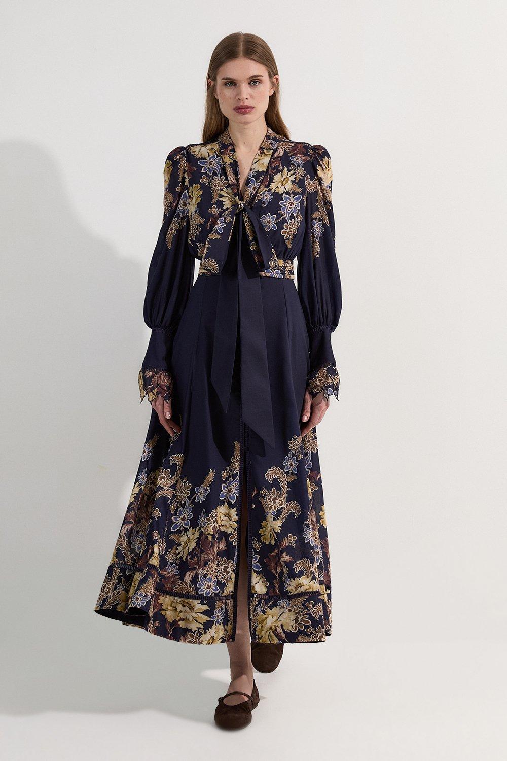 KAREN MILLEN* トレーリング フローラル プランジマキシドレス KAREN MILLEN】トレーリングフローラル プランジマキシドレス