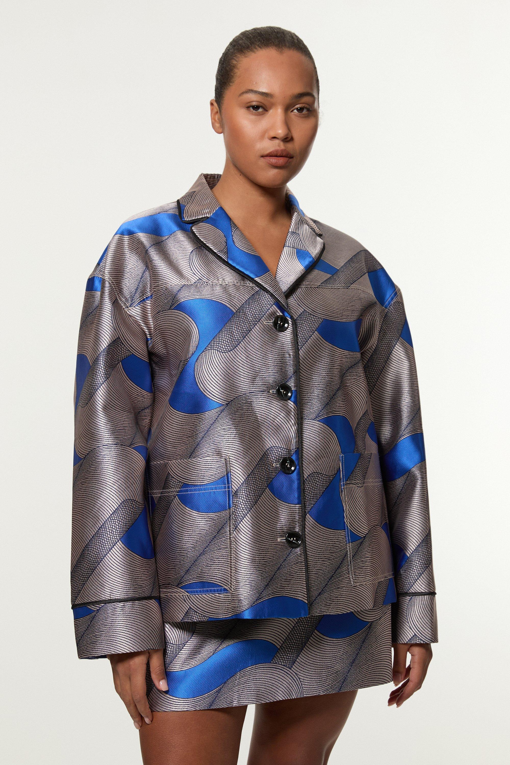 High Shine Leather Tailored Jacket | Karen Millen