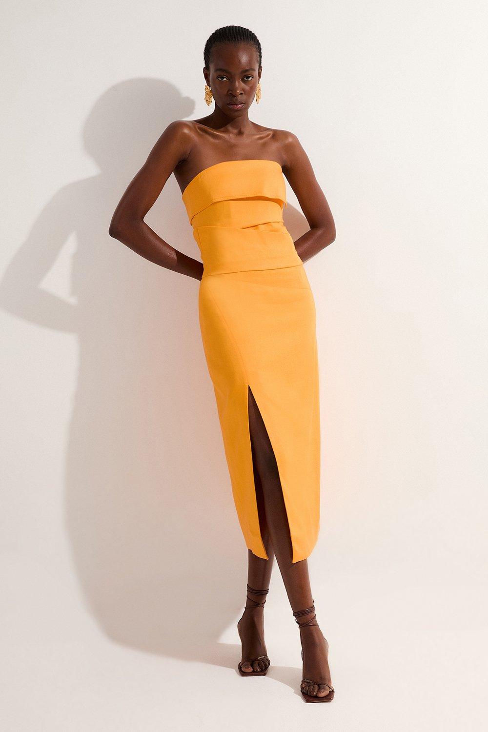 Cotton Balloon Sleeve Midi Dress | Karen Millen Cotton Balloon Sleeve Midi Dress | Karen Millen