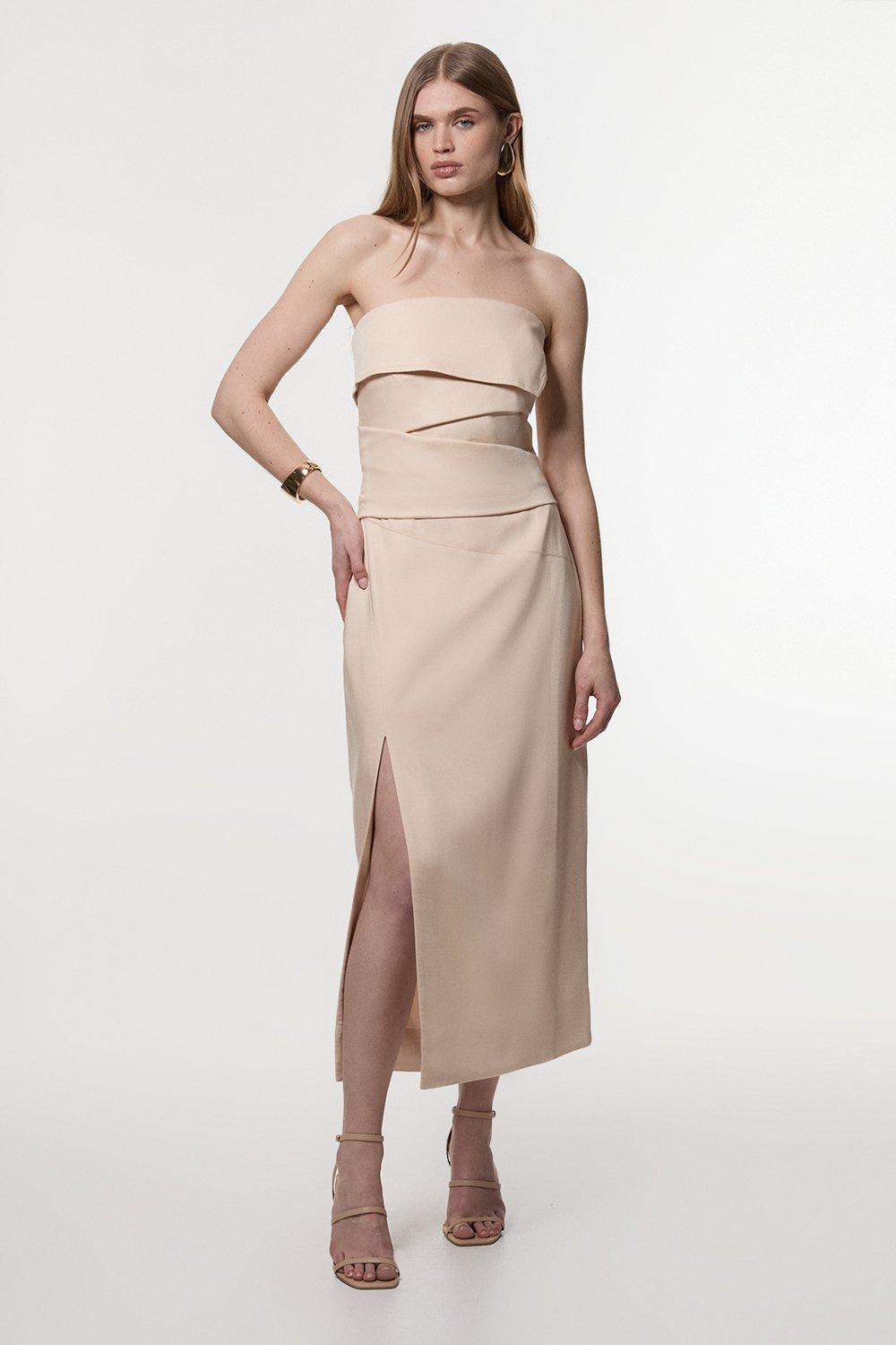 ◆KAREN MILLEN◆ カットワーク 刺繍織り ミディプロムドレス Linen Cutwork Embroidery Woven Midi Dress | Karen Millen