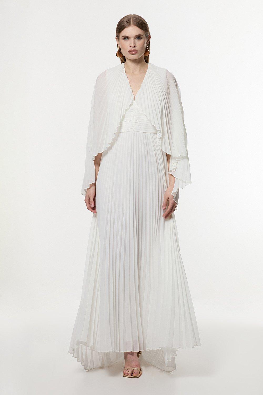 Petite Embellished Caddy Cape Sleeve Woven Maxi Dress