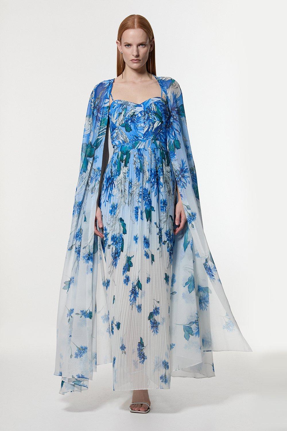 Feather Embellished Woven Long Sleeve Maxi Dress | Karen Millen