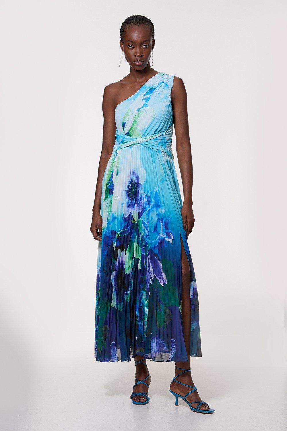 Karen Millen ガーデンフローラルツイルマキシスプリットドレス bkk22020_floral_xl?pdp.template