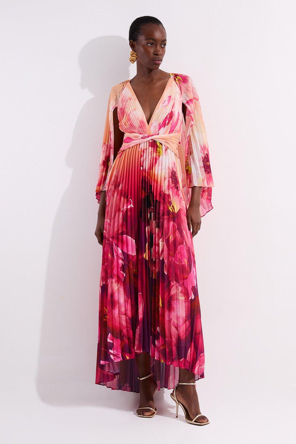 KAREN MILLEN ミダキシドレス プリーツ ハイネック Ａライン bkk24915_fuchsia_xl?$