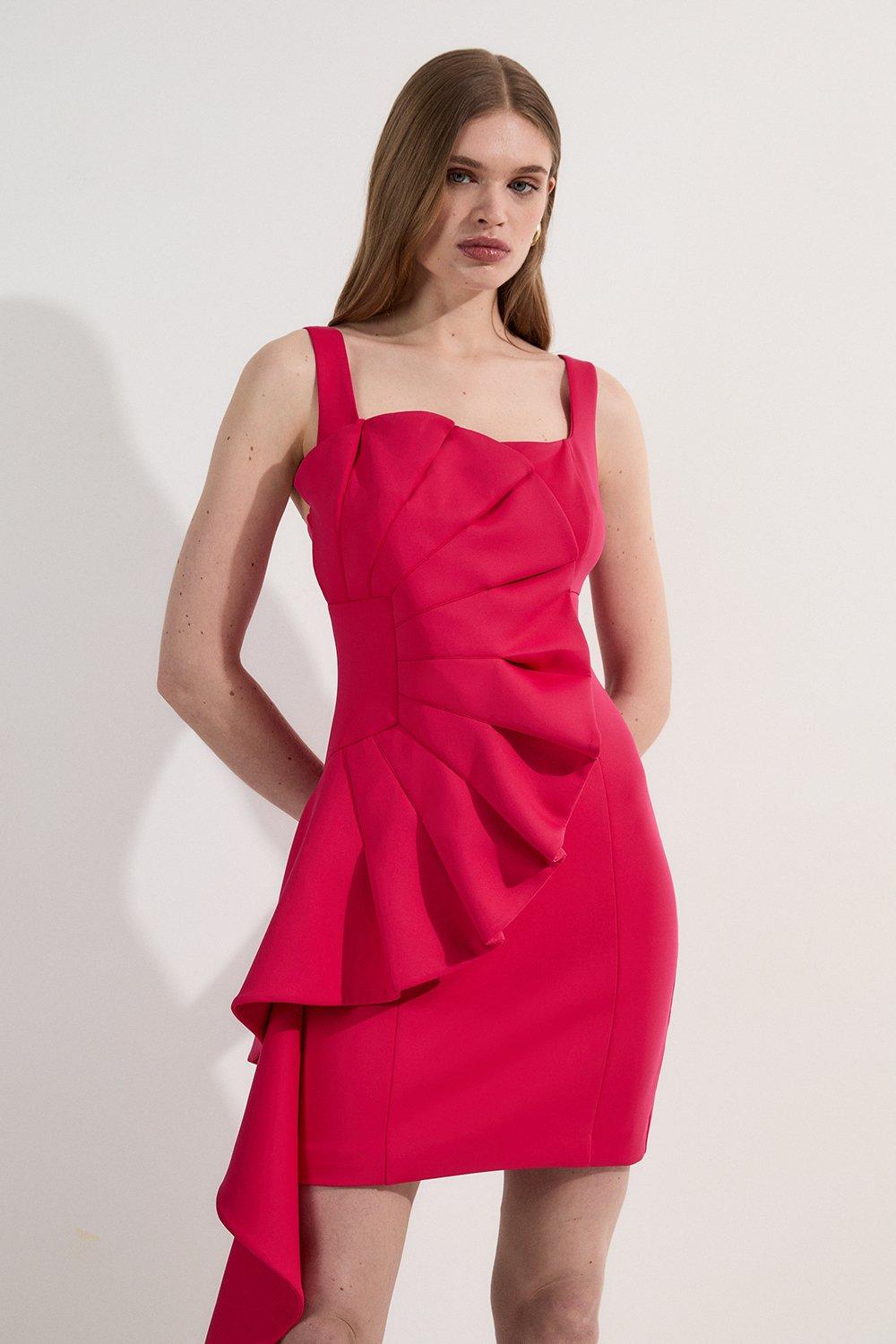 Floral Chiffon Corsage Ruffle Mini Dress | Karen Millen