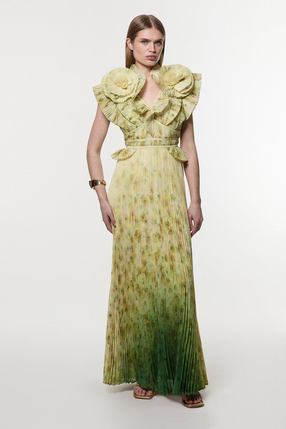 ★Karen Millen アブストラクトフローラル 魅惑的マキシ★ KAREN MILLEN Abstract Floral Crystal Embellished Woven Maxi