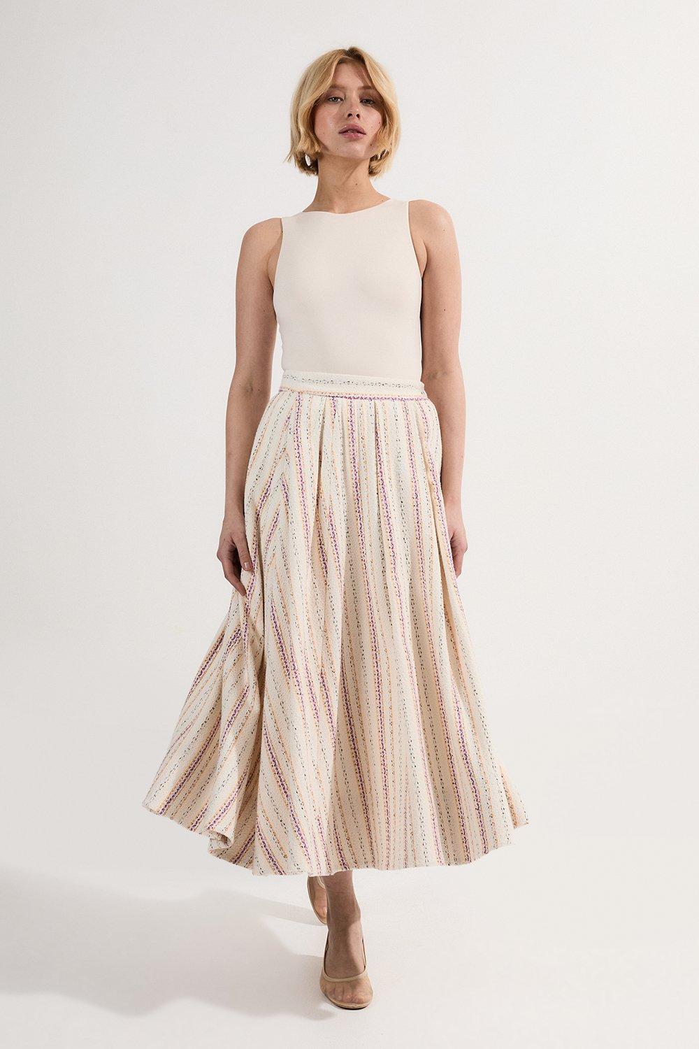 Jacquard Tailored Prom Midi Skirt | Karen Millen