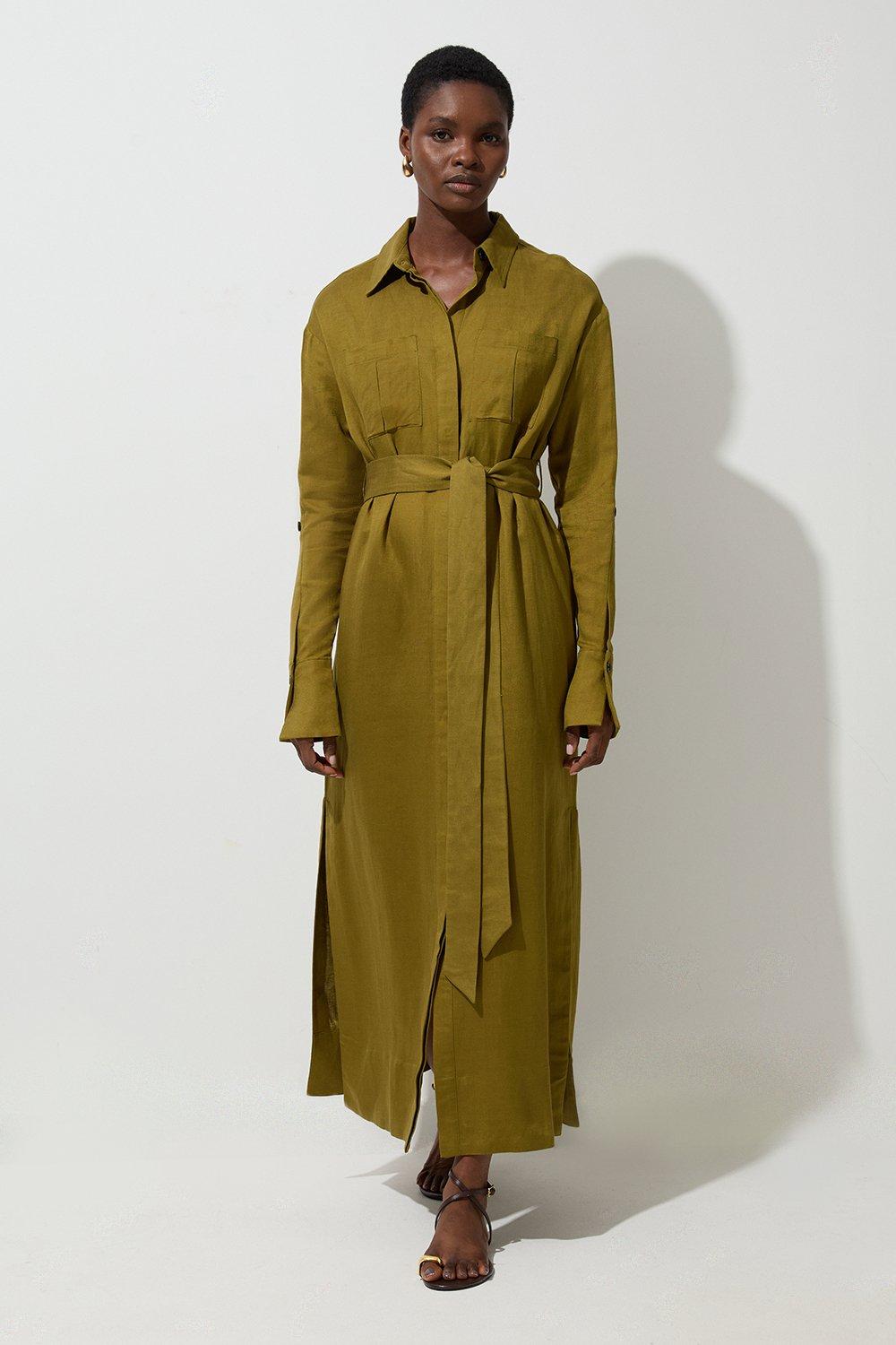 louren pintack sleeve dress ローレン M カーキ - メルカリ