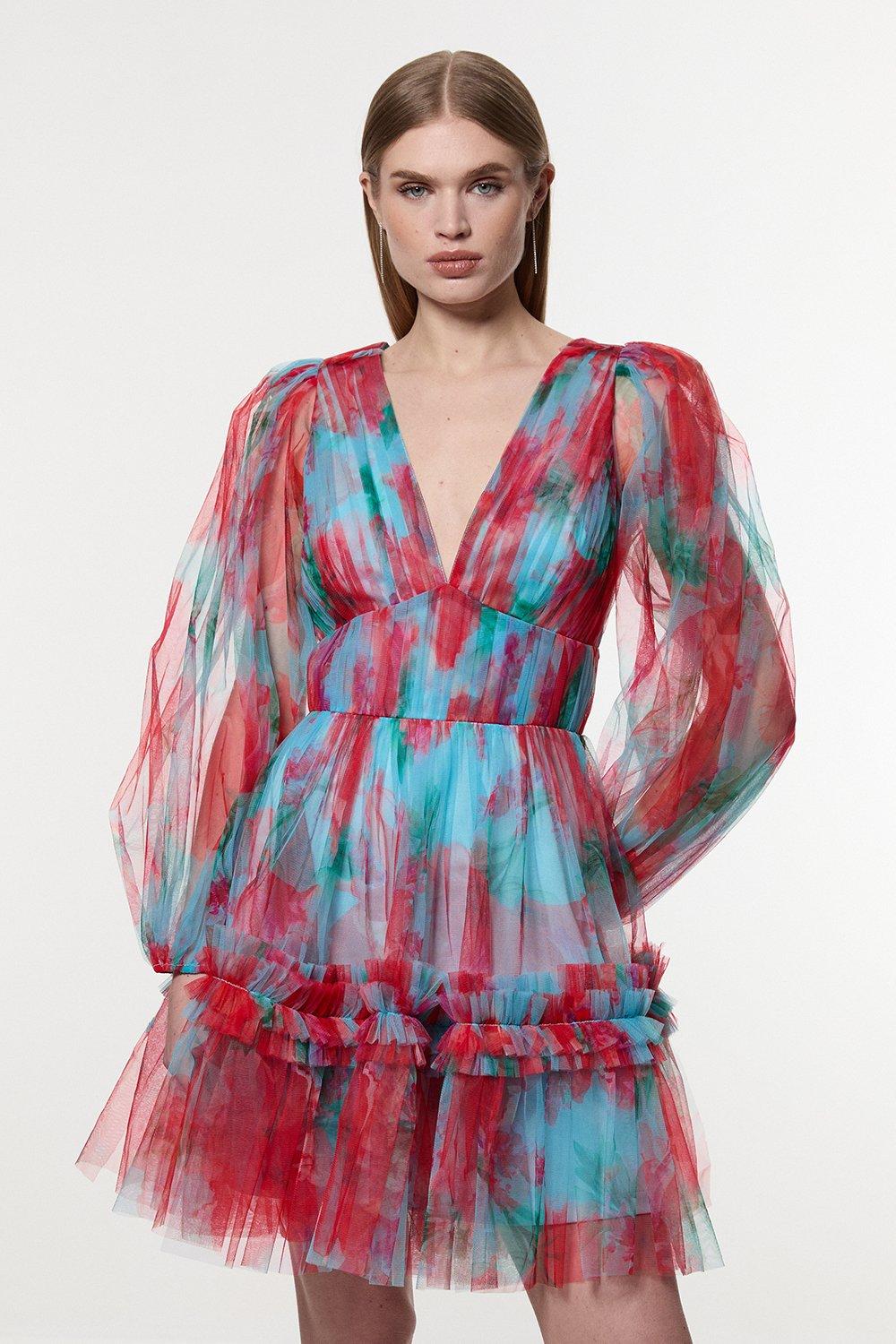 KAREN MILLEN 日本未入荷 クリスタル ミニ クールネック フレア Crystal Embellished Jersey Mini Dress | Karen Millen