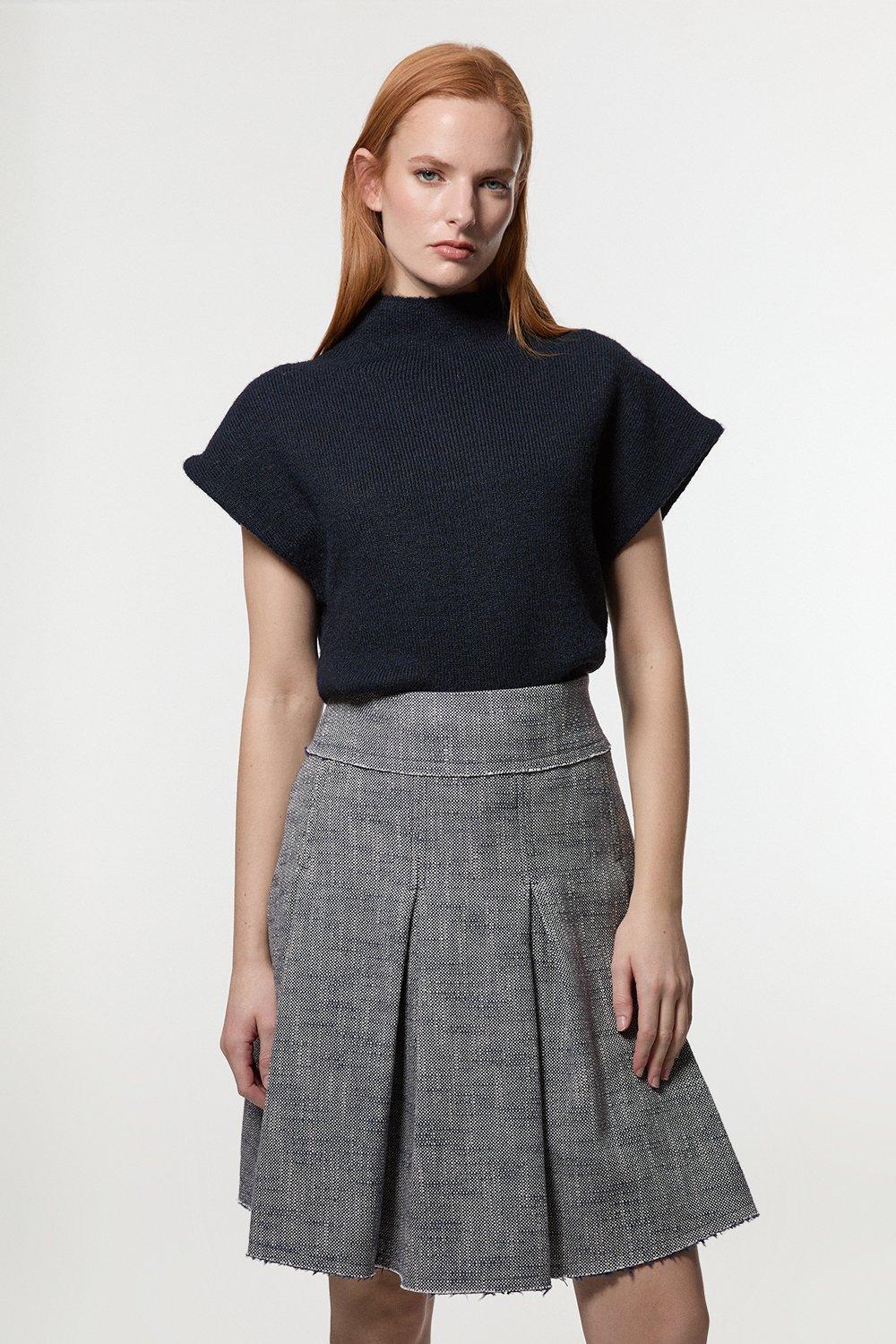 Linen Nautical Button Detail Midi Skirt | Karen Millen