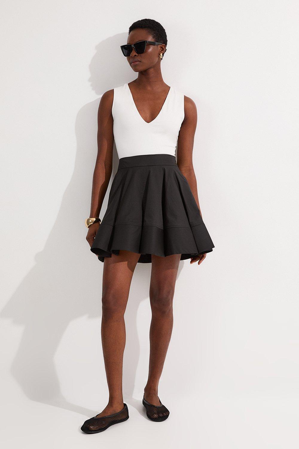 Geo Jacquard Button Detail Mini Skirt | Karen Millen