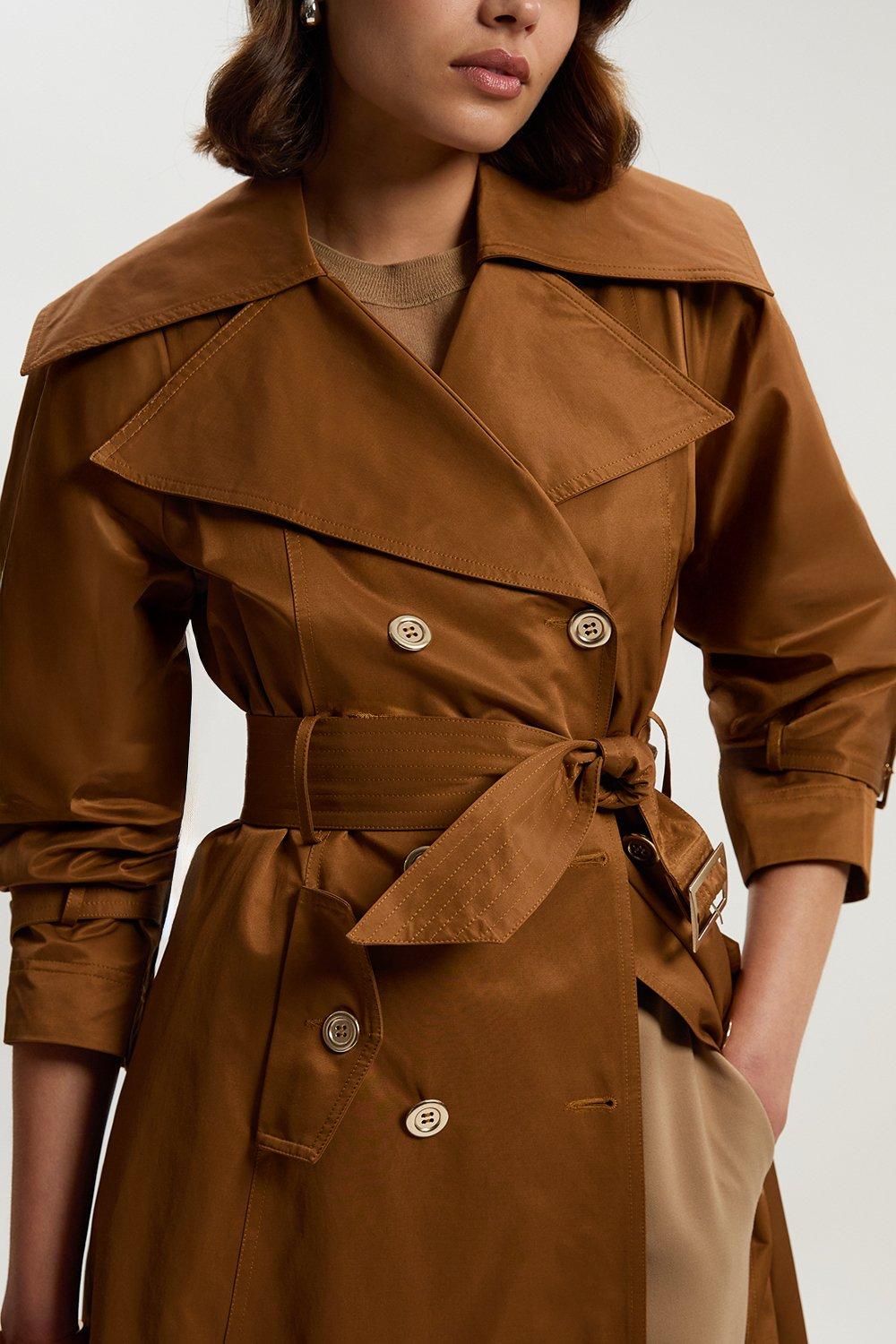 極美品　ENFOLD SOUTIEN-COLLAR TRENCH COAT Trench coat with rhinestone collar white / beige For Women
