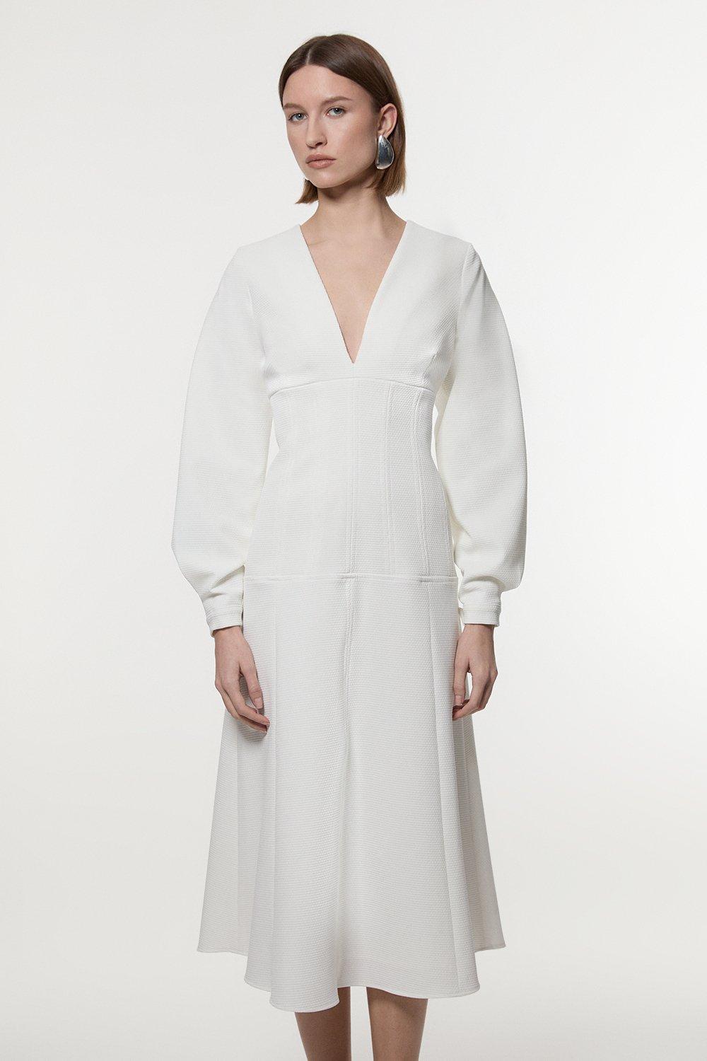 Plus Size Scallop Trim Woven Crepe Shirt Dress | Karen Millen