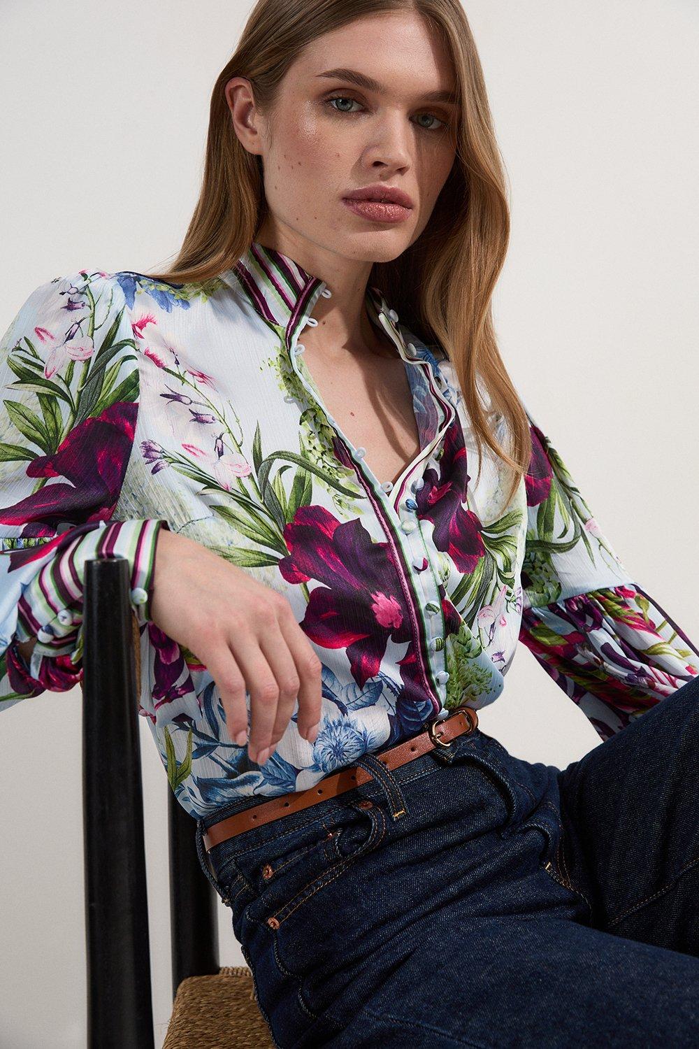 Floral Applique Woven Lace Blouse | Karen Millen