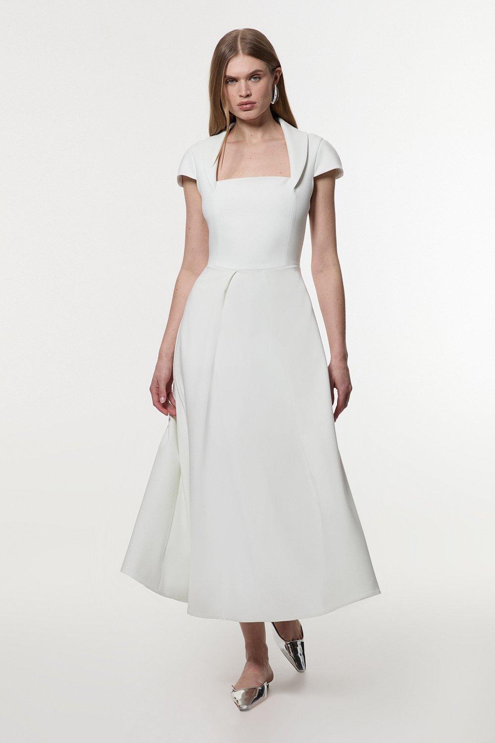 Lydia Millen Petite Pleat Crinkle High Neck Drama Sleeve