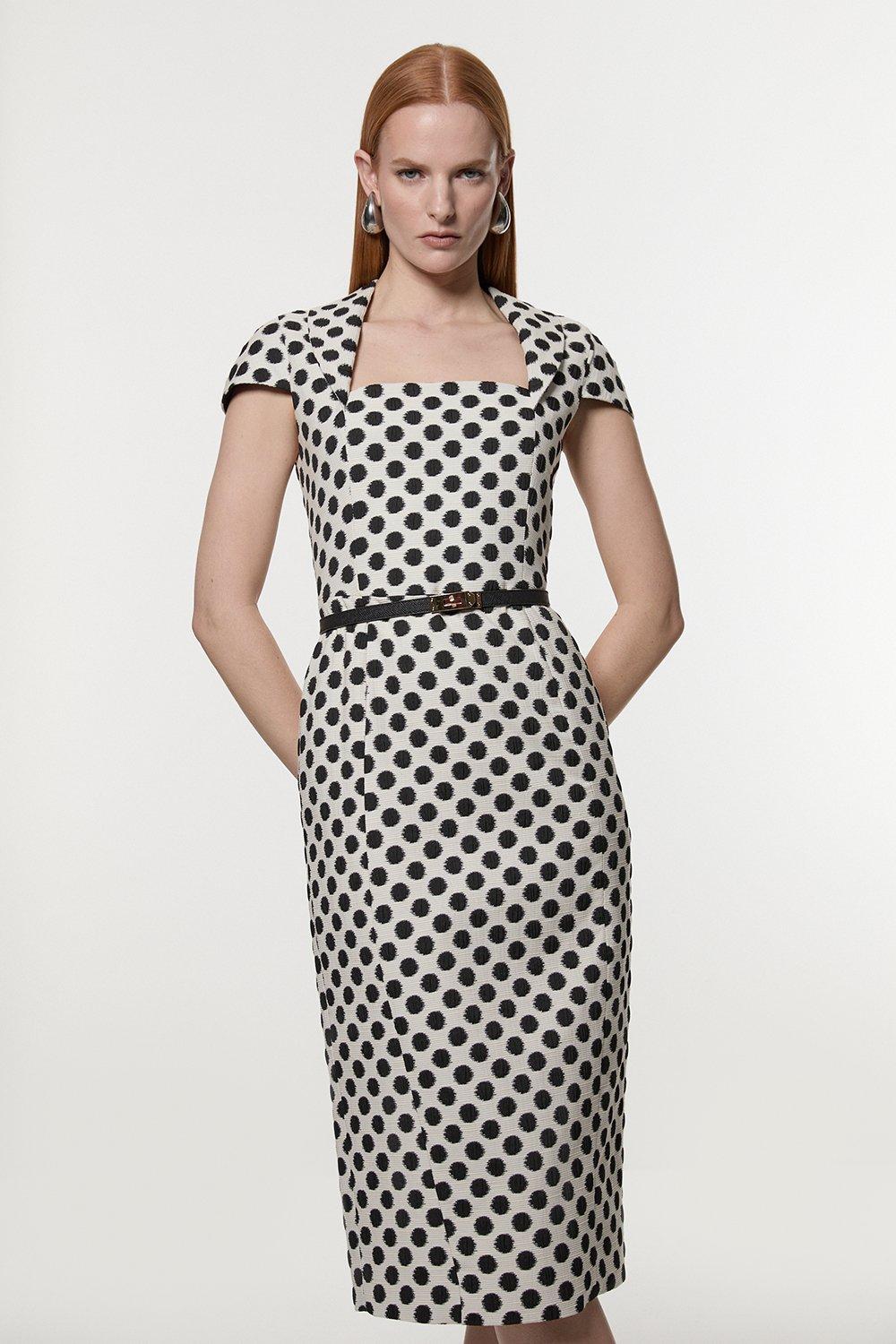 Mono Floral Georgette Ruffle Front Midi Dress | Karen Millen