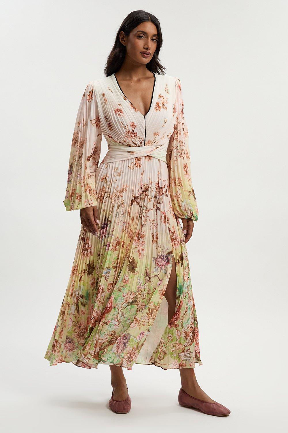 Lydia Millen Linen Tie Belted Midaxi Dress | Karen Millen
