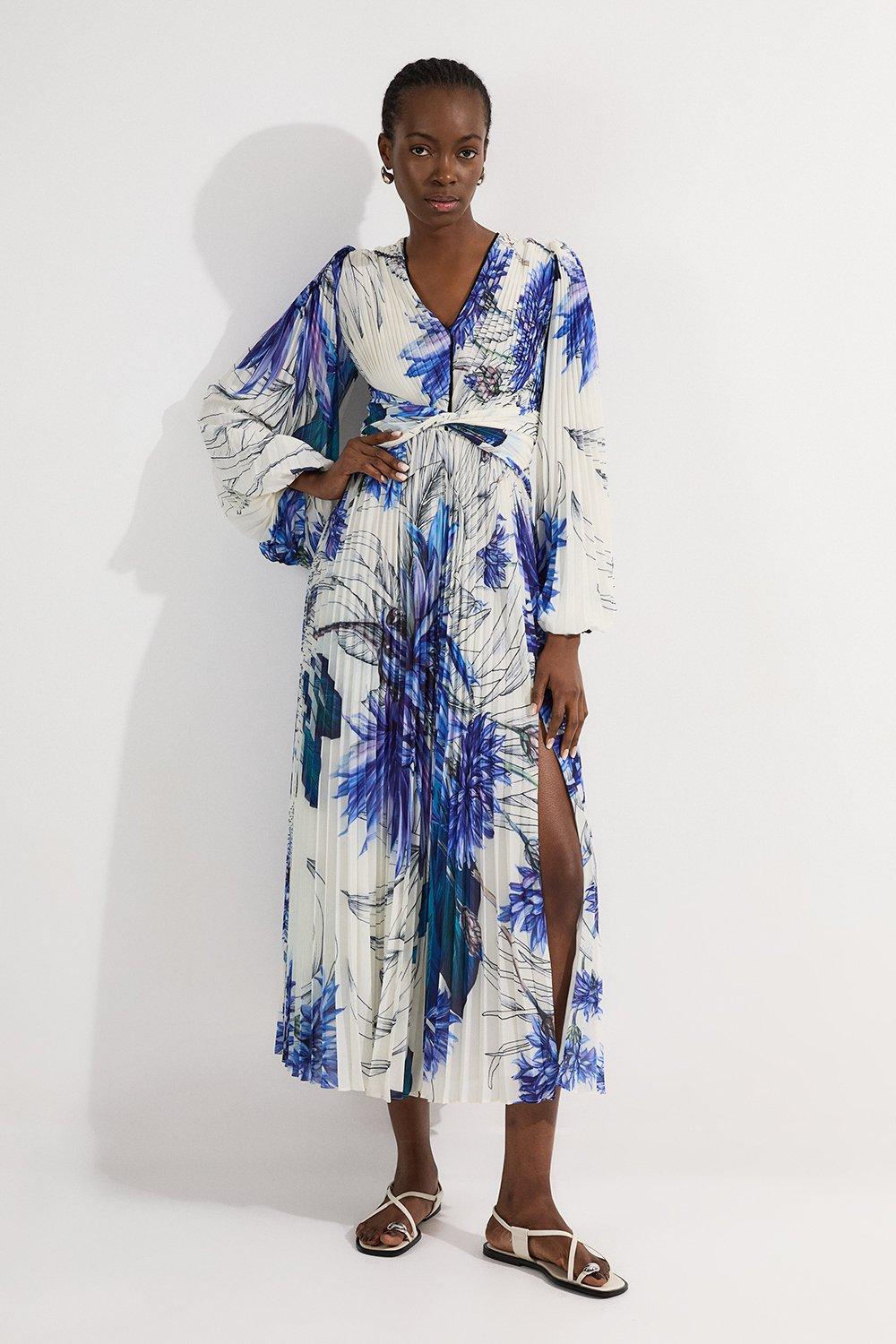 ★Karen Millen フローラルジョーゼットリボン 魅惑的マキシ★ Lydia Millen Floral Ruffle Chiffon Maxi | Karen Millen